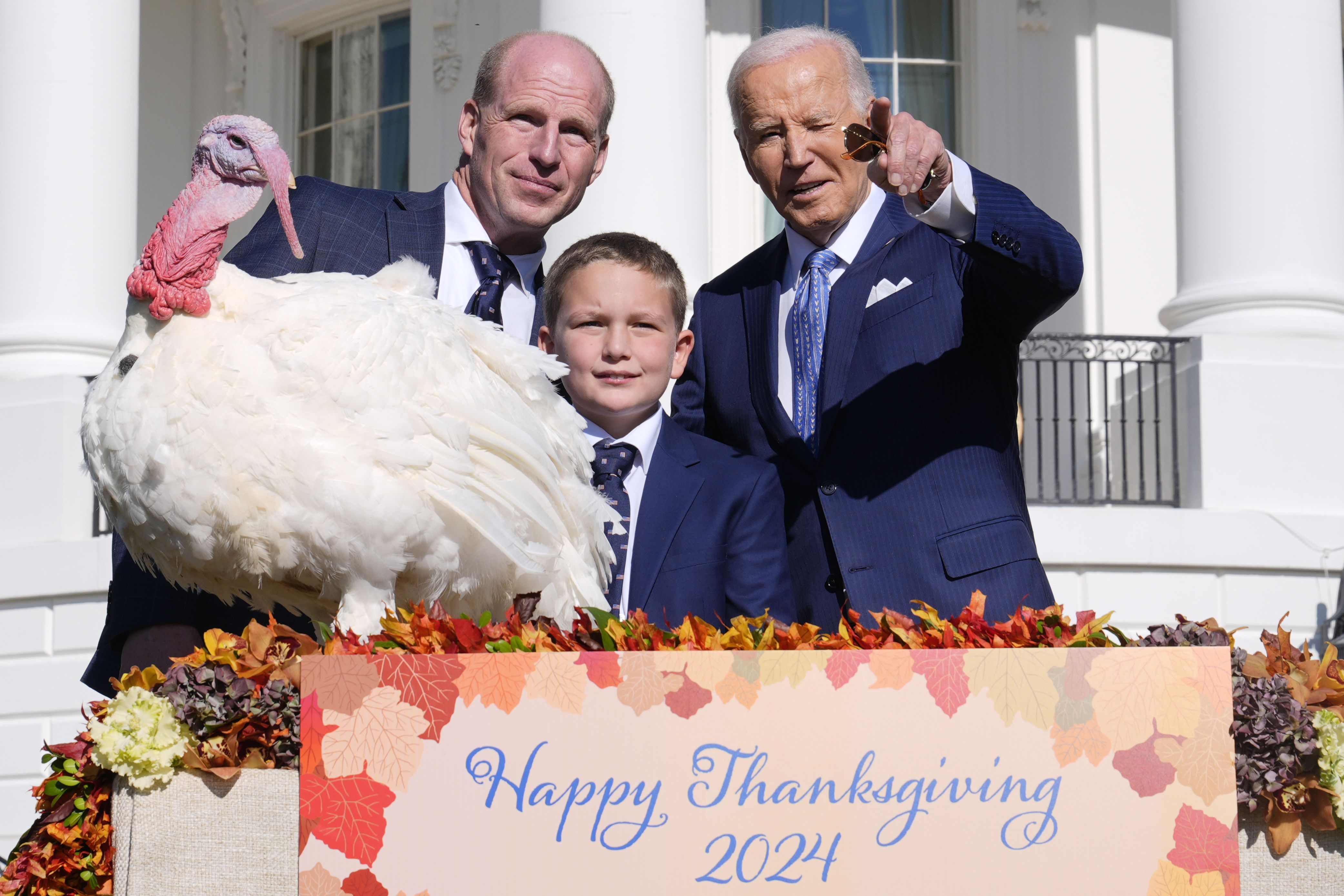 President Biden pardons a turkey named Peach at the White House yesterday.
