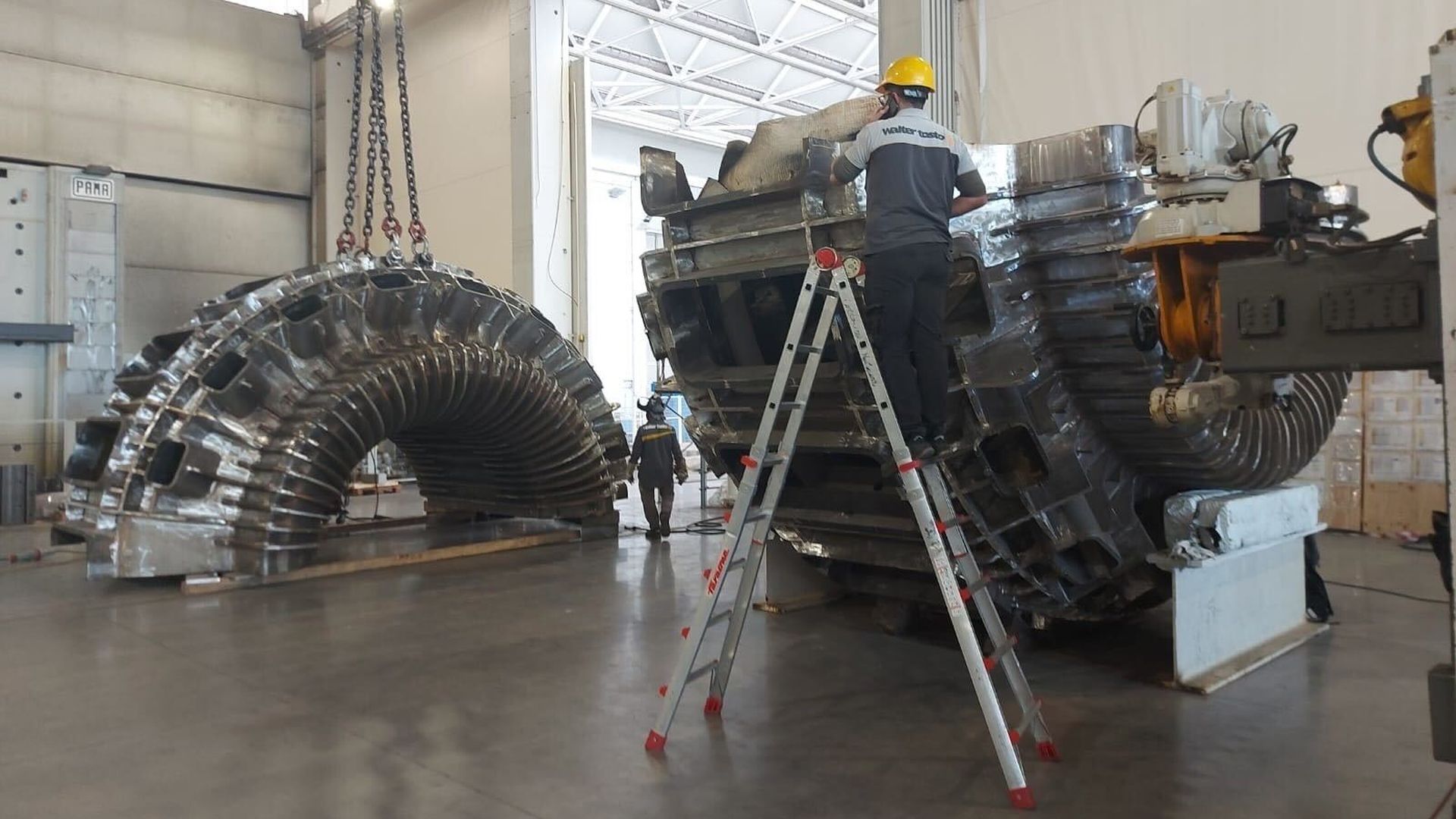 Commonwealth Fusion System's vacuum vessel, cut in half, which will house the plasma in its fusion machine.