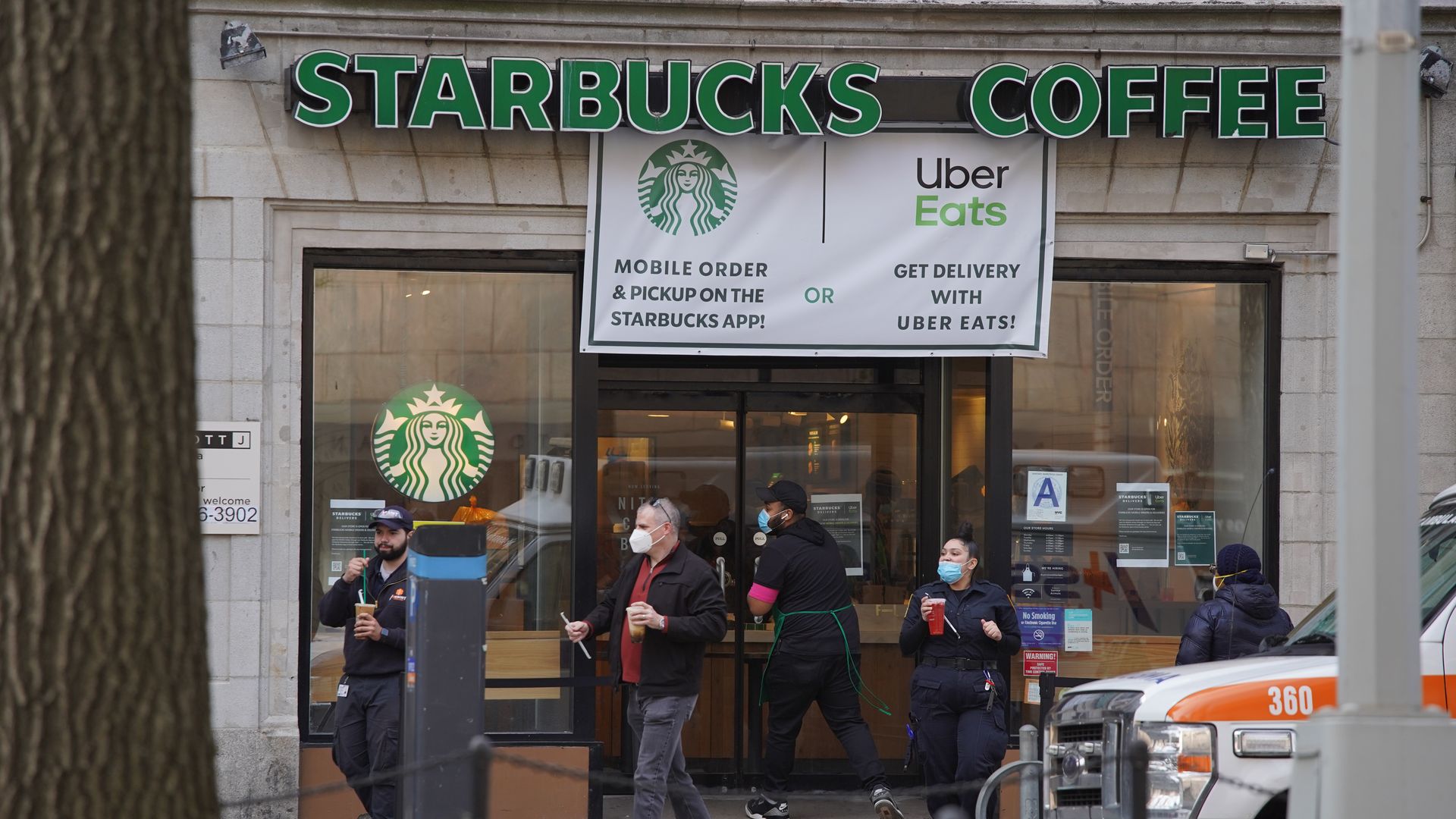 A Starbucks store front during the coronavirus pandemic