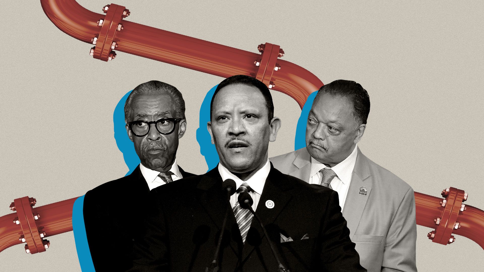 Photo illustration of Rev. Al Sharpton, Rev. Jesse Jackson, and Mark Morial.