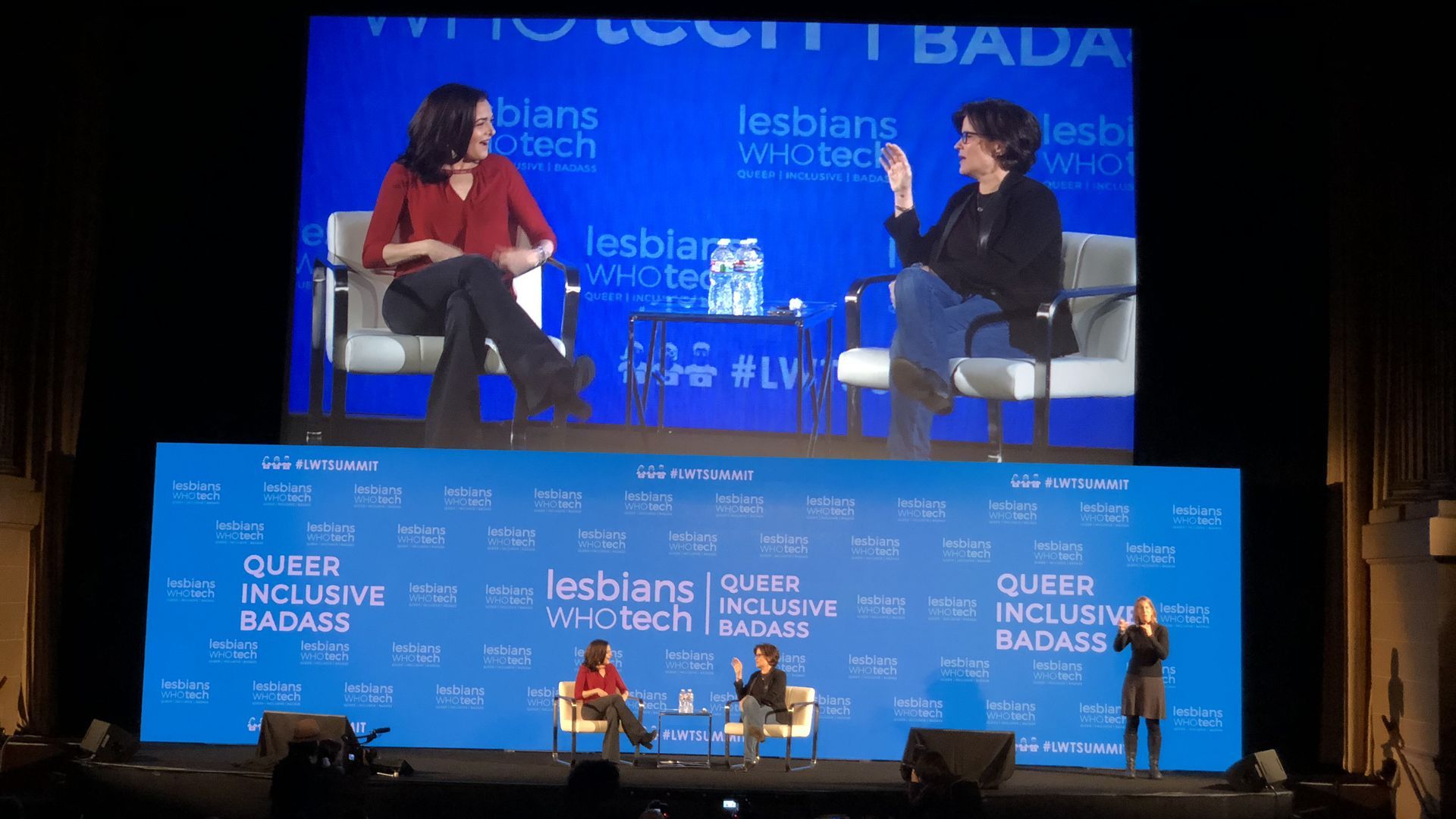 Facebook COO Sheryl Sandberg was interviewed by Recode's Kara Swisher. 