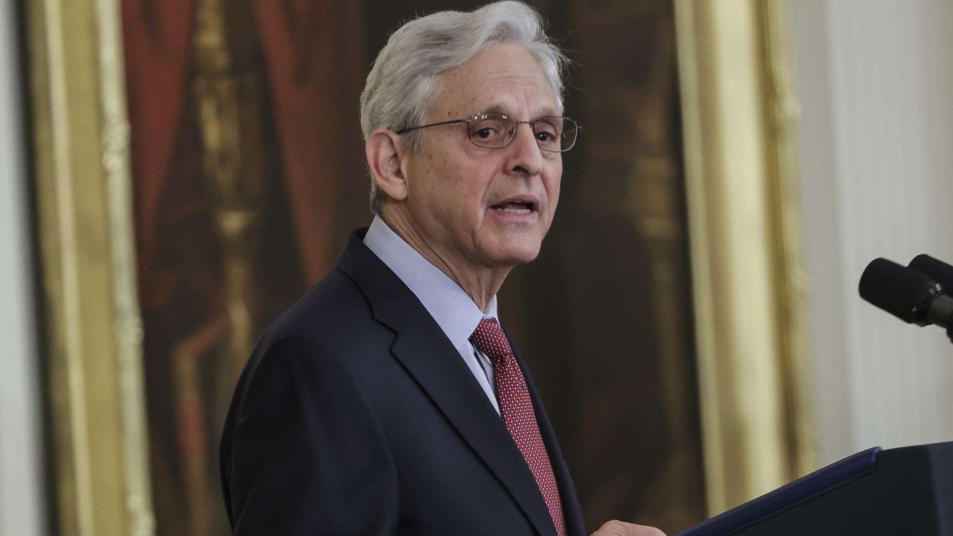 Attorney General Merrick Garland speaking in the White House on May 16.