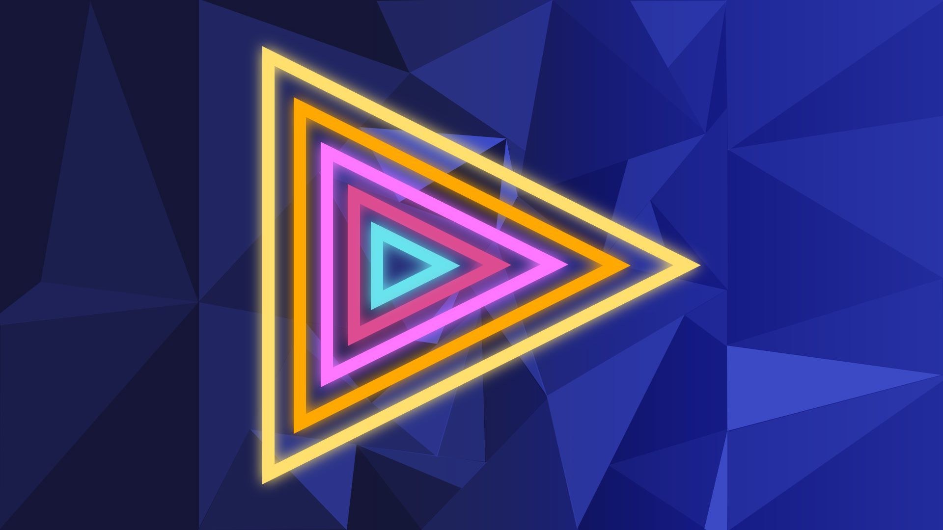 Illustration of neon triangles pointing to the right