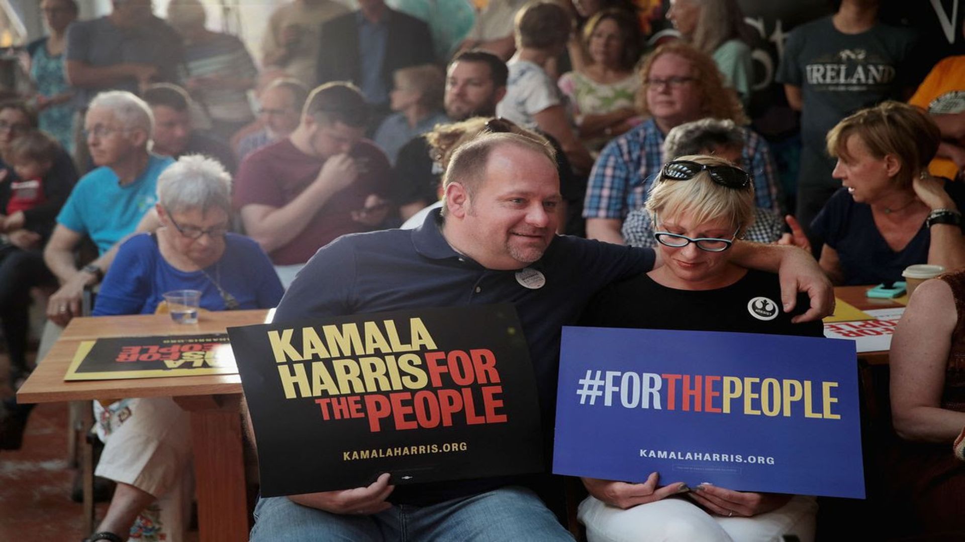 Waiting for Kamala Harris in Dubuque, Iowa, last week (Photo: Scott Olson/Getty Images)