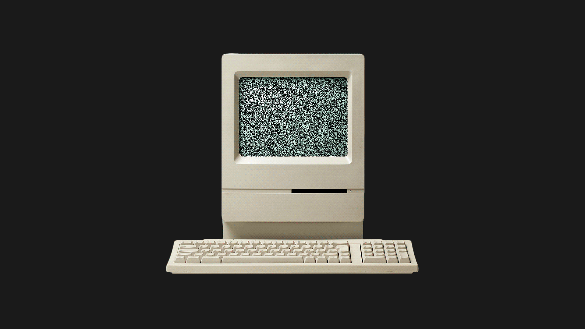 Illustration of an old-school Mac with a flashing "no vaccination" sign