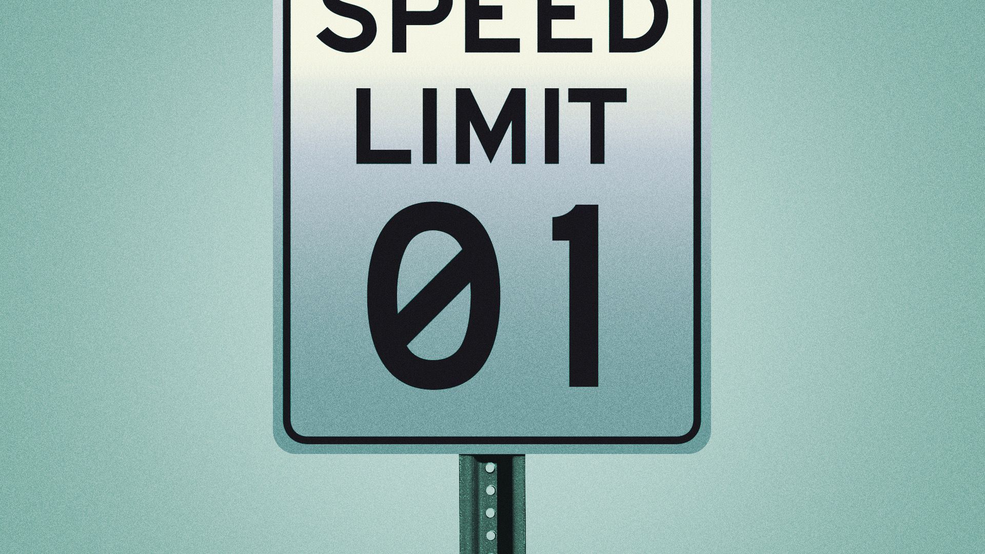 Illustration of a speed limit sign but the number is binary code.