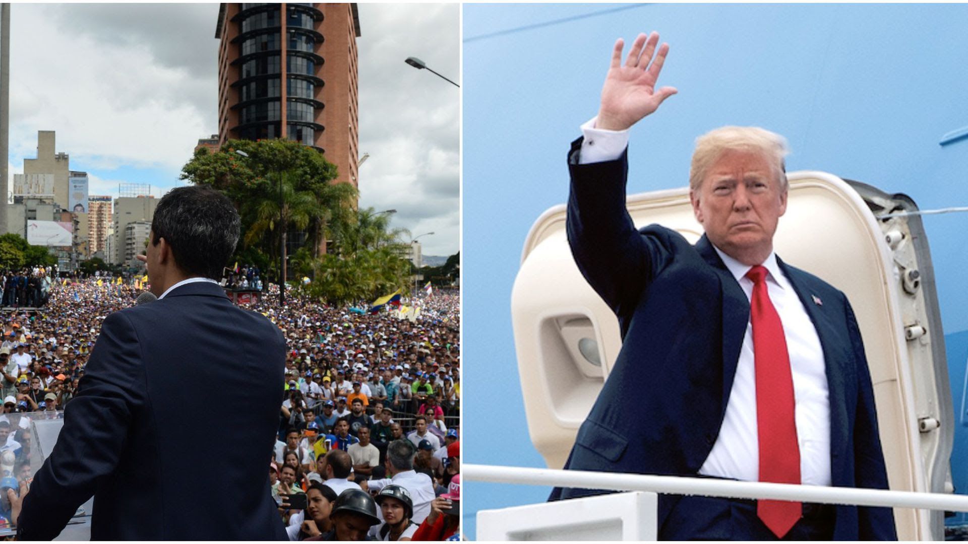 Venezuela's National Assembly leader Juan Guaidó and President Trump.