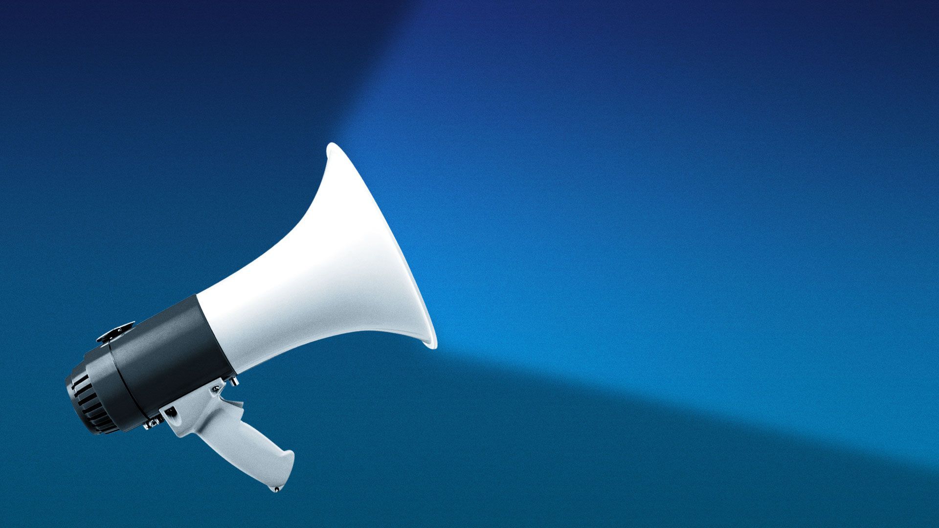 Illustration of megaphone shining a spotlight