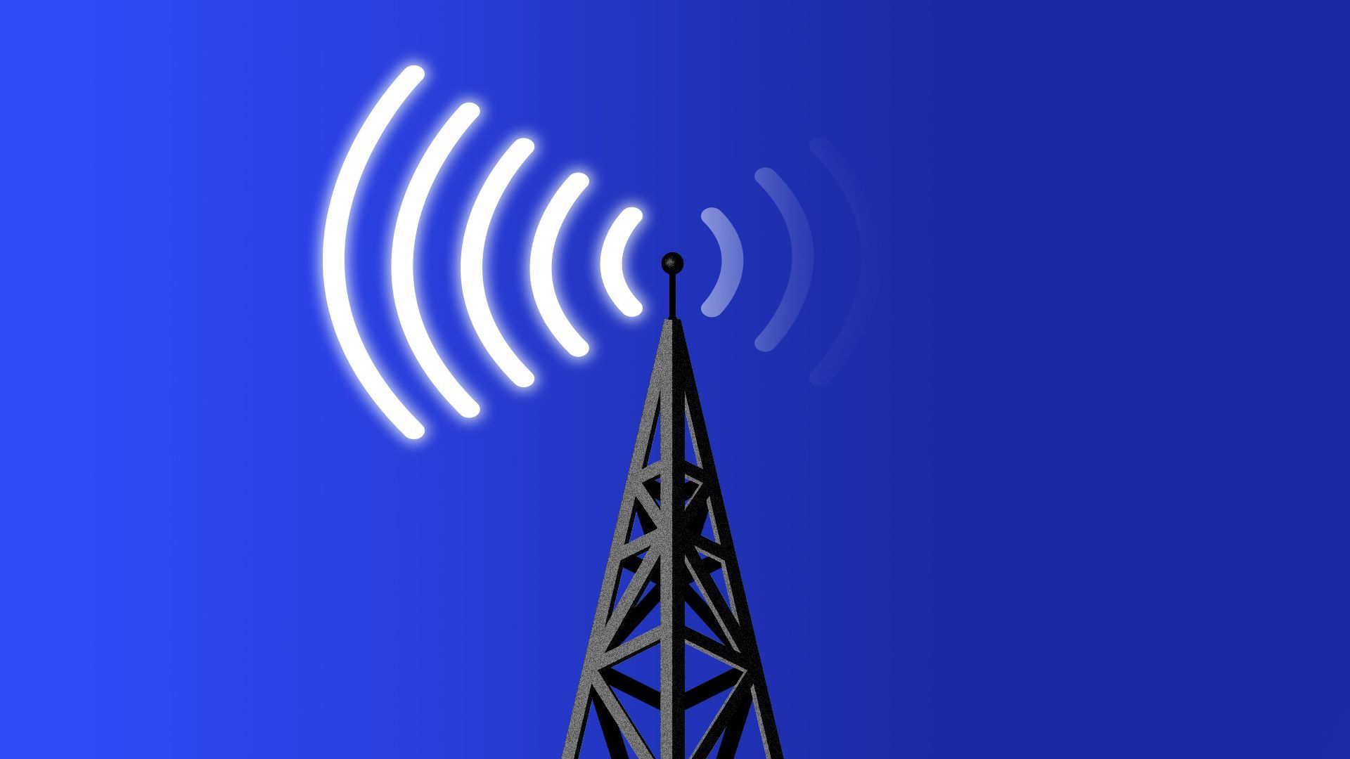 An old-fashioned radio antenna with strong signals on one side and weak signals on the other