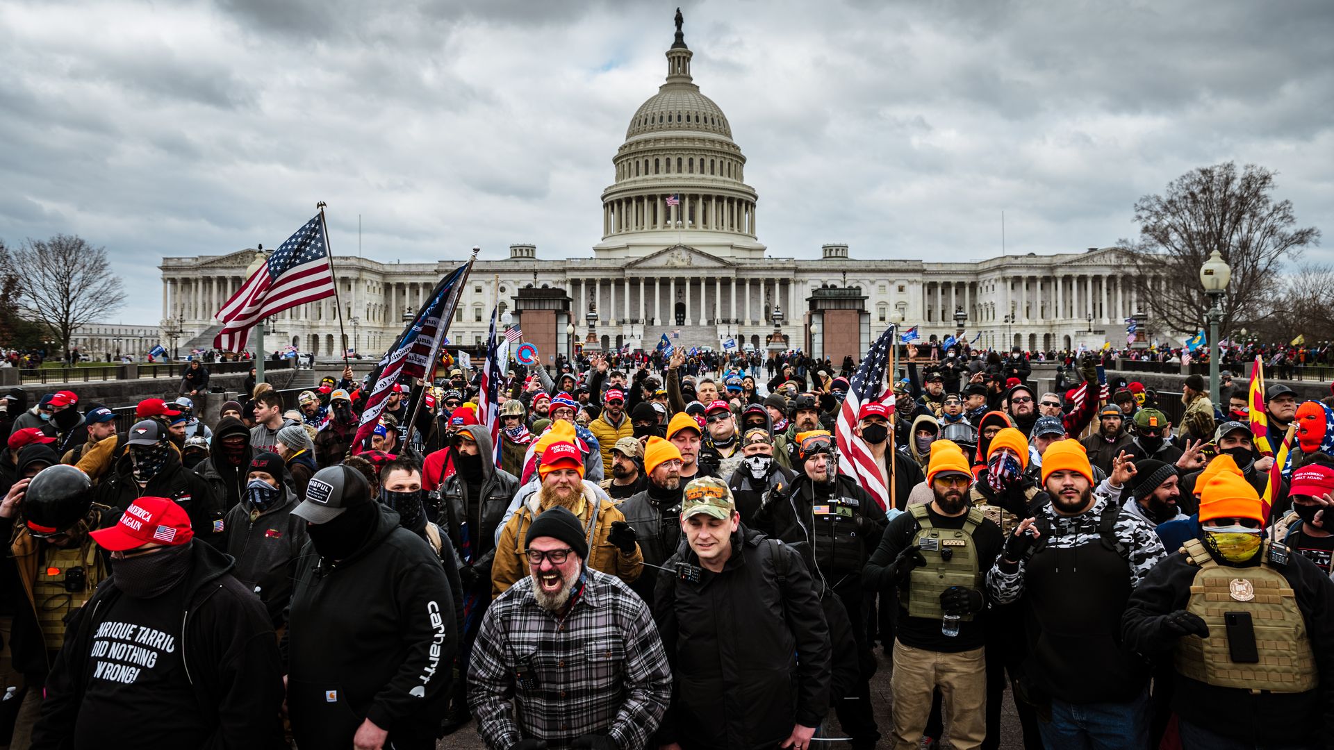 Pro-Trump protesters gather in front of the U.S. Capitol Building on January 6, 2021