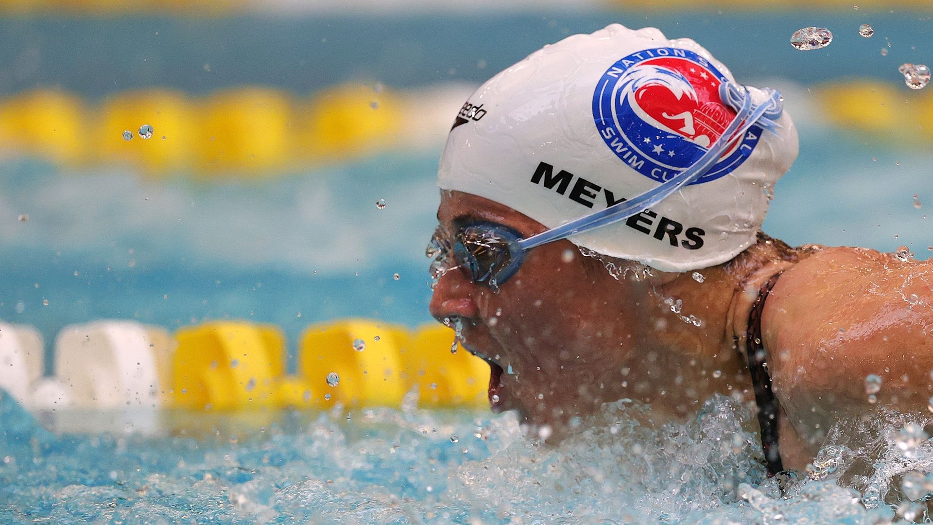 Becca Meyers of the United States competes in the 200m Individual Medley finals during day 3 of the 2021 U.S. Paralympic Swimming Trials