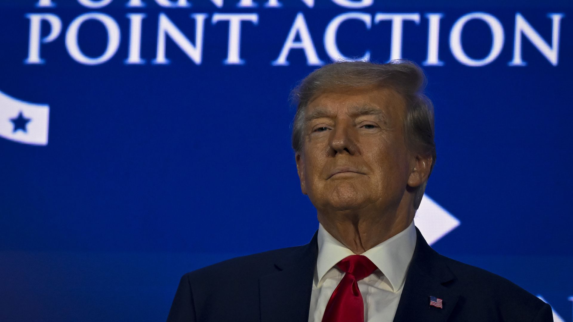 Former US President Donald speaks at the Turning Point Action conference in West Palm Beach, Florida, US, on Saturday, July 15, 2023