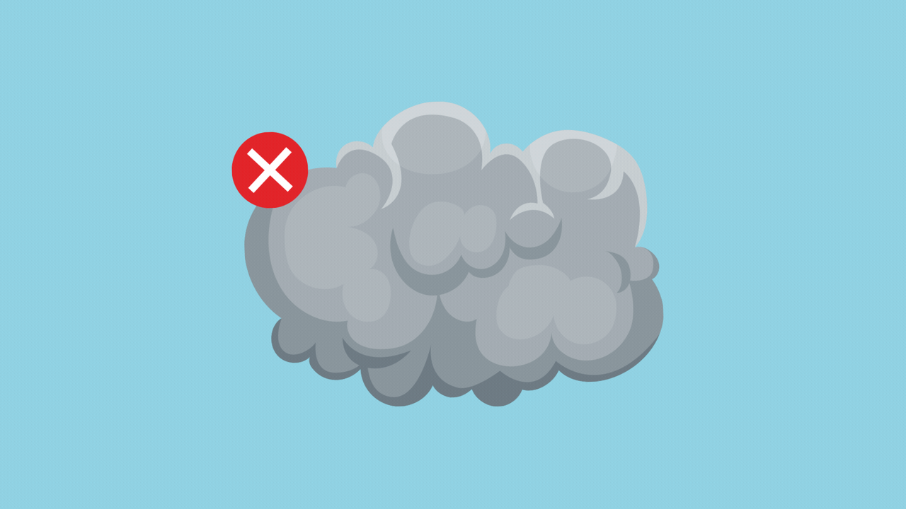 Illustration of a carbon cloud with an "X" on it, wiggling as if about to be deleted.