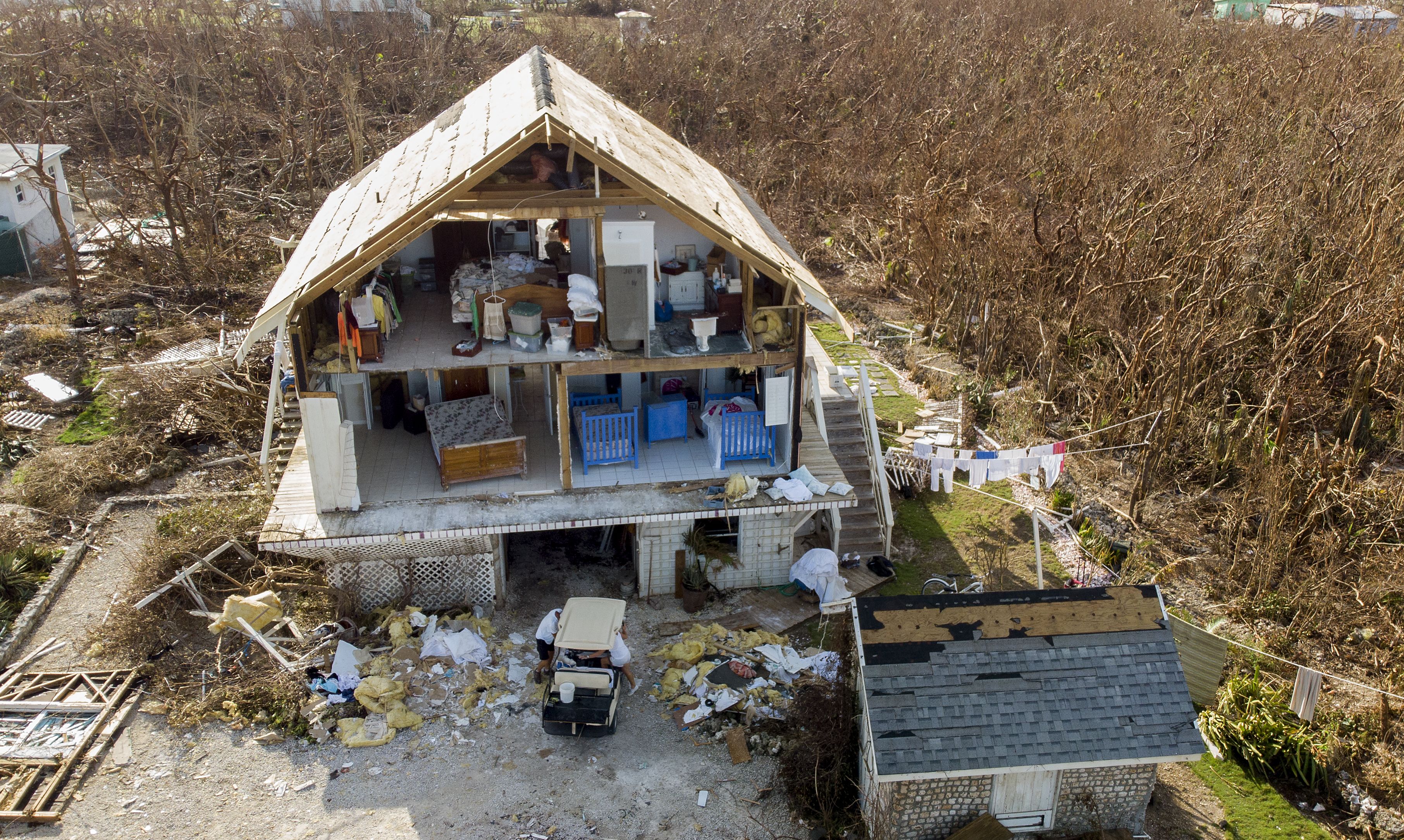 A home damaged after hurricane Dorian devastated Elbow Key Island on September 8
