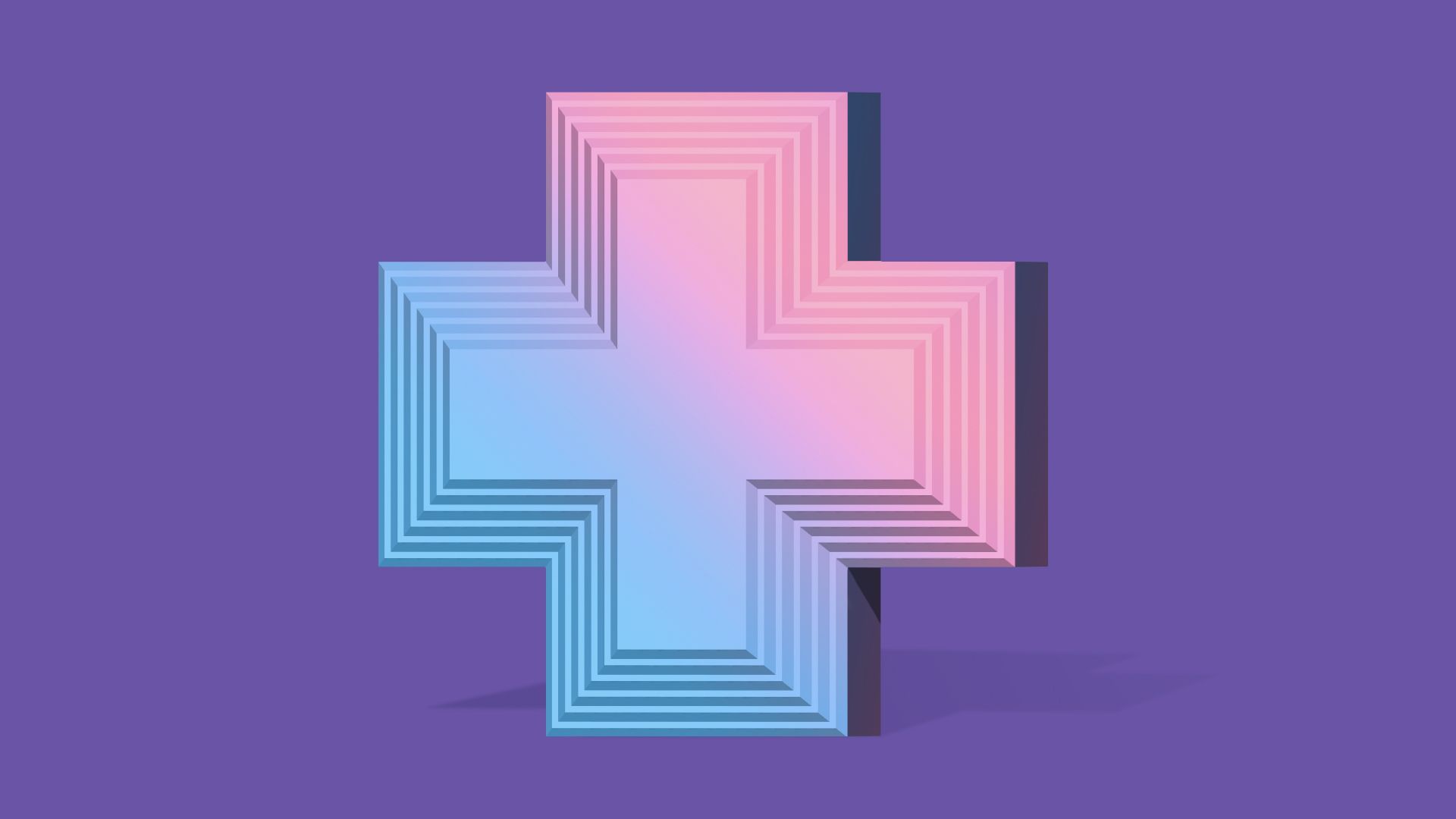 Illustration of a medical cross with a blue to pink gradient