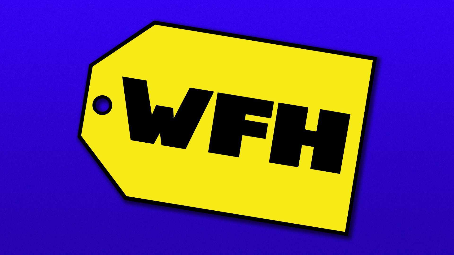 Illustration of the yellow Best Buy logo tag with the letters WFH