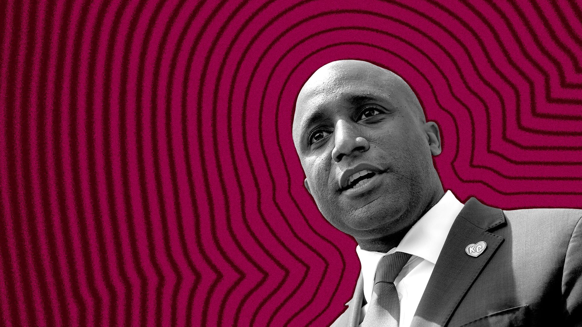 Photo illustration of Quinton Lucas with lines radiating from him. 