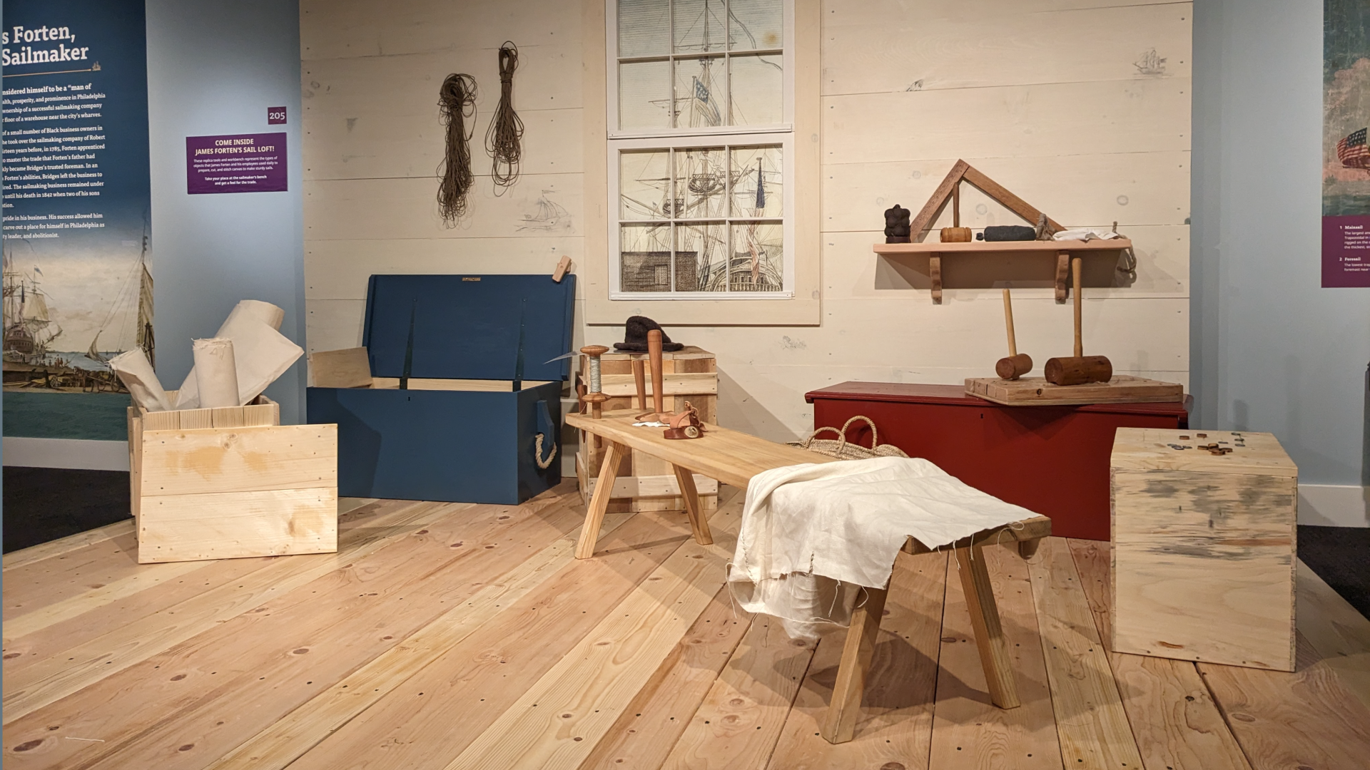  A recreation of James Forten's sail loft at the Museum of the American Revolution's exhibit.  