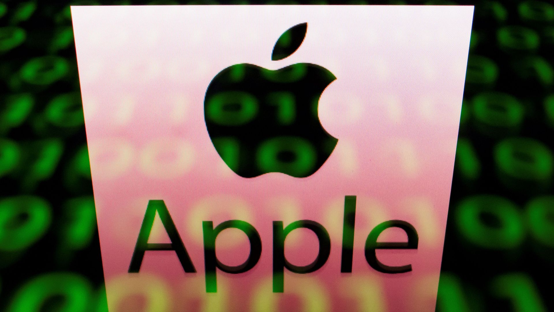 The Apple logo on a tablet