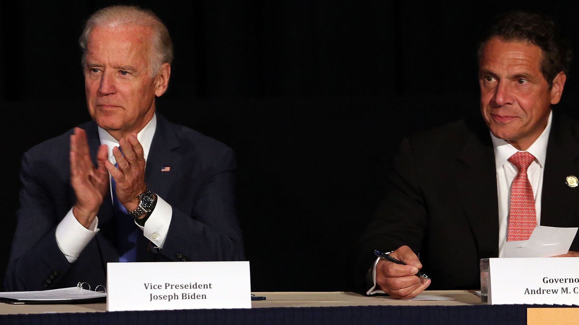 Biden and Cuomo at a table.