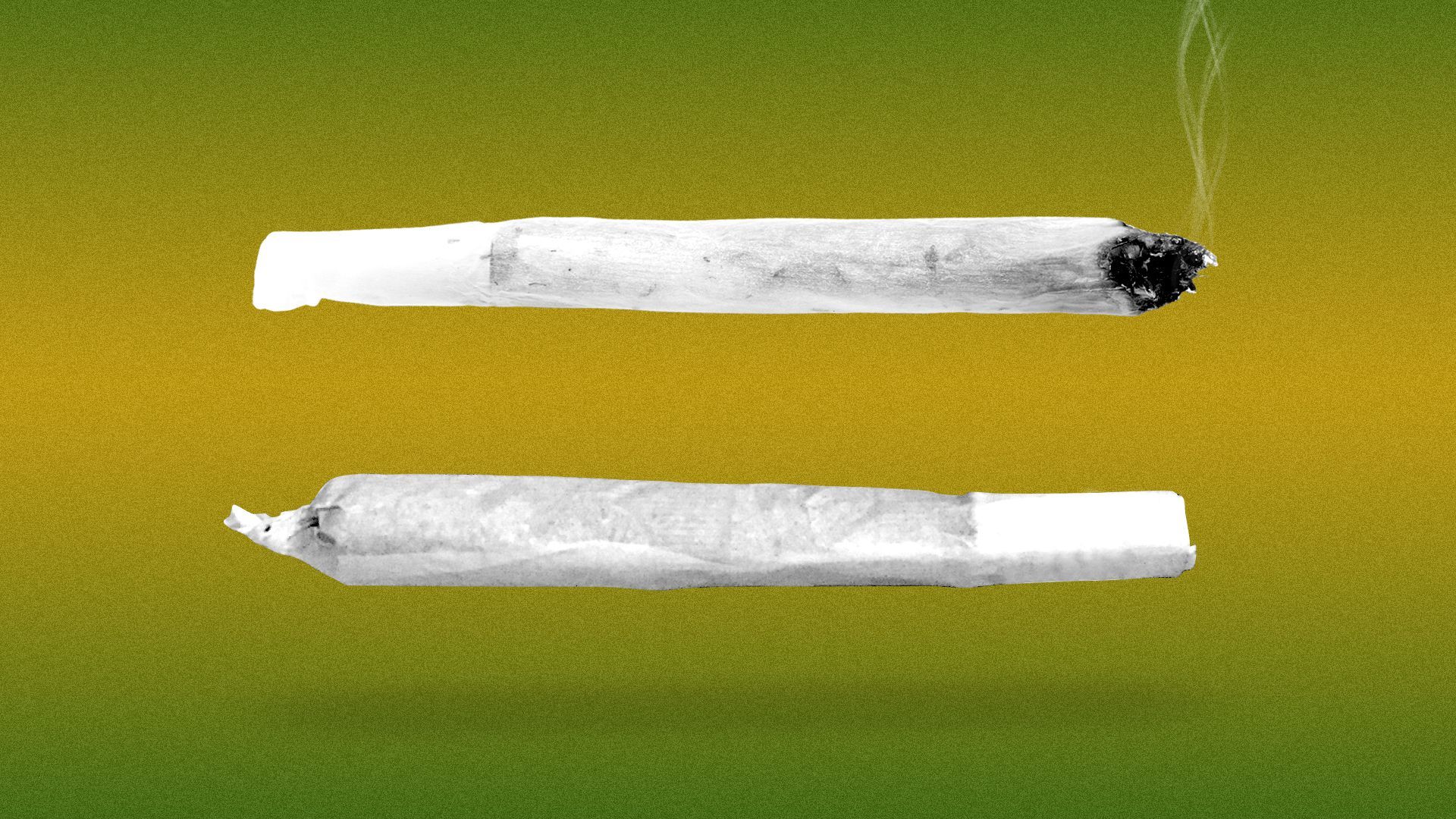 Illustration of an equals sign made out of two marijuana joints.