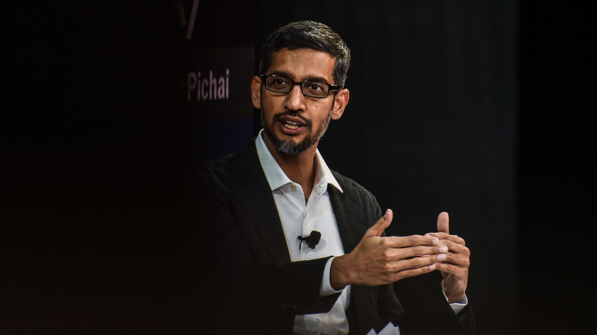 Sundar Pichai speaking at a conference
