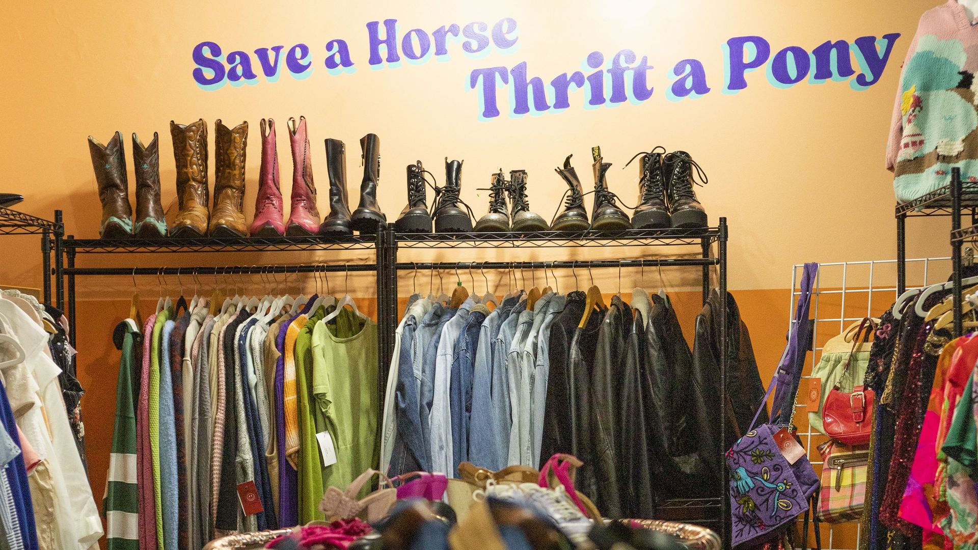Clothes racks in a store