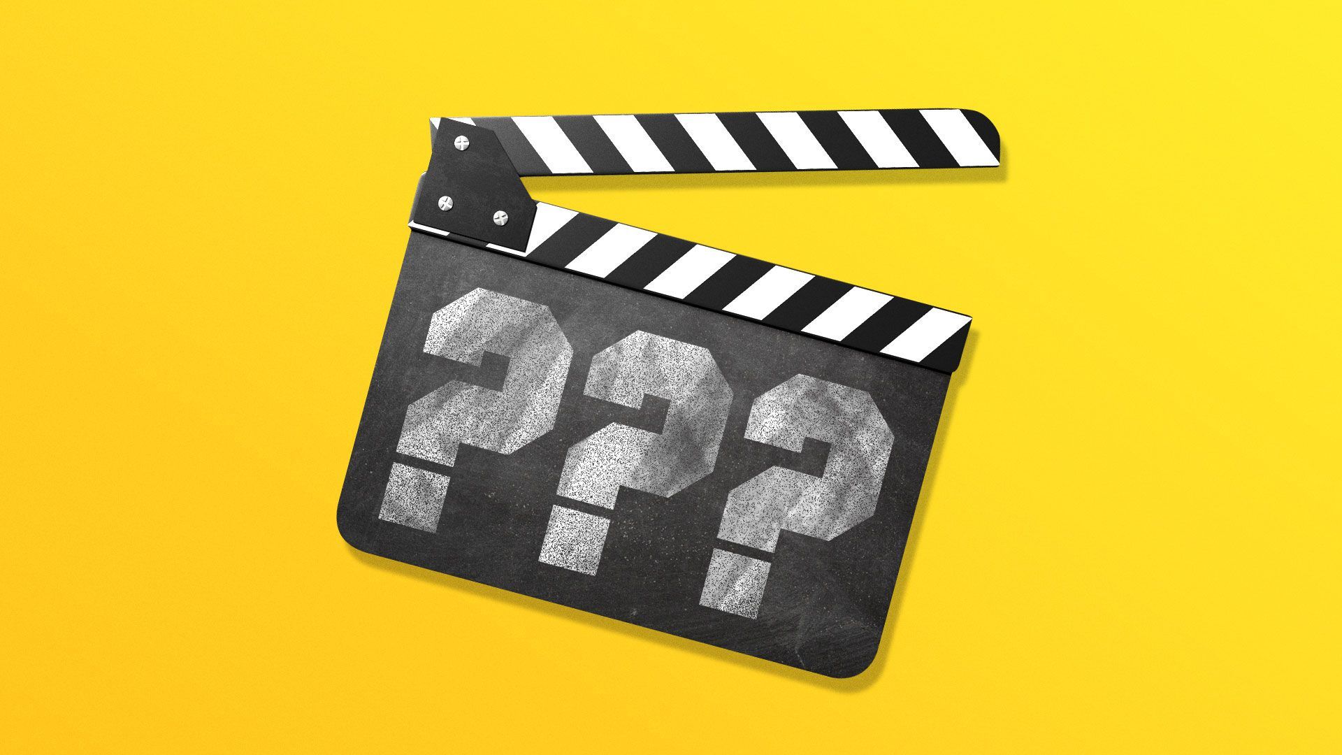 Illustration of film clapper with question marks