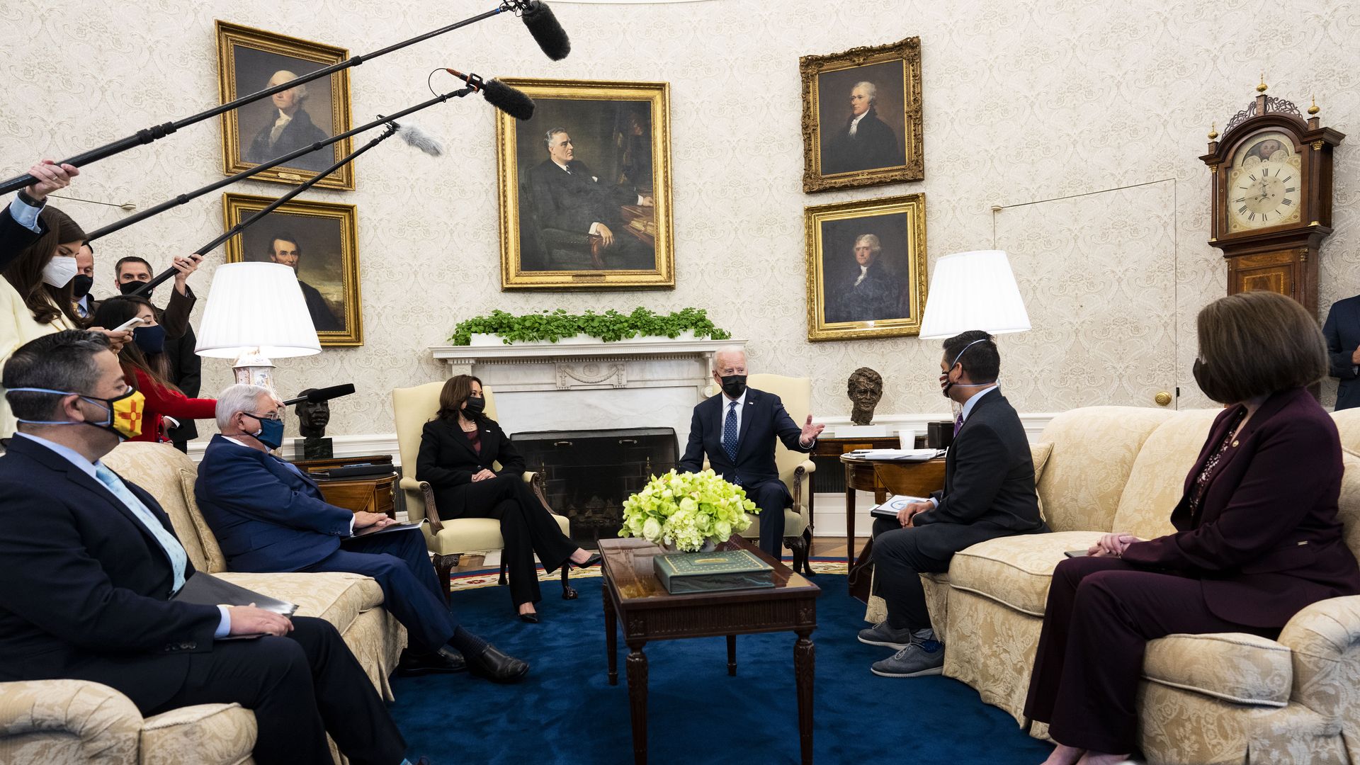 President Biden speaks during a meeting with the leadership of the Congressional Hispanic Caucus