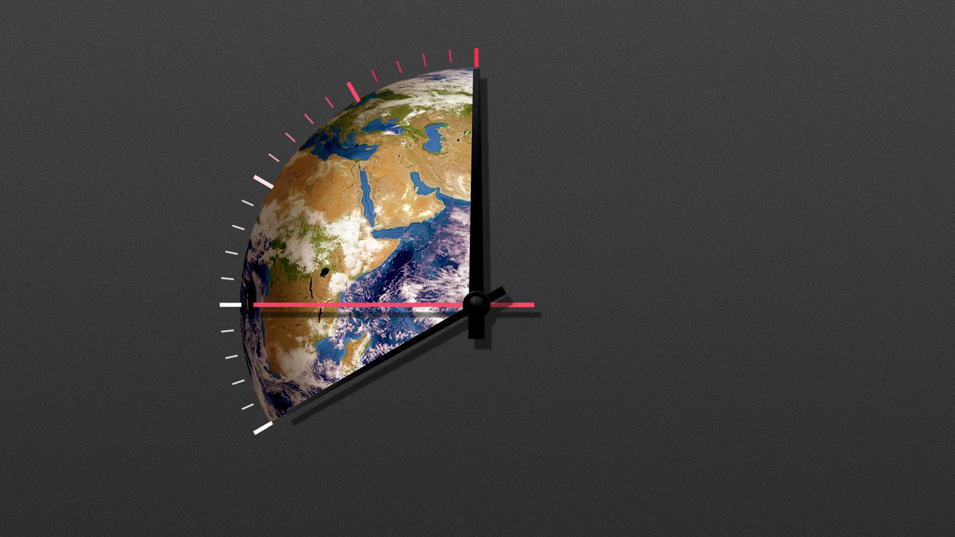 Illustration of a clock with disappearing earth on its face