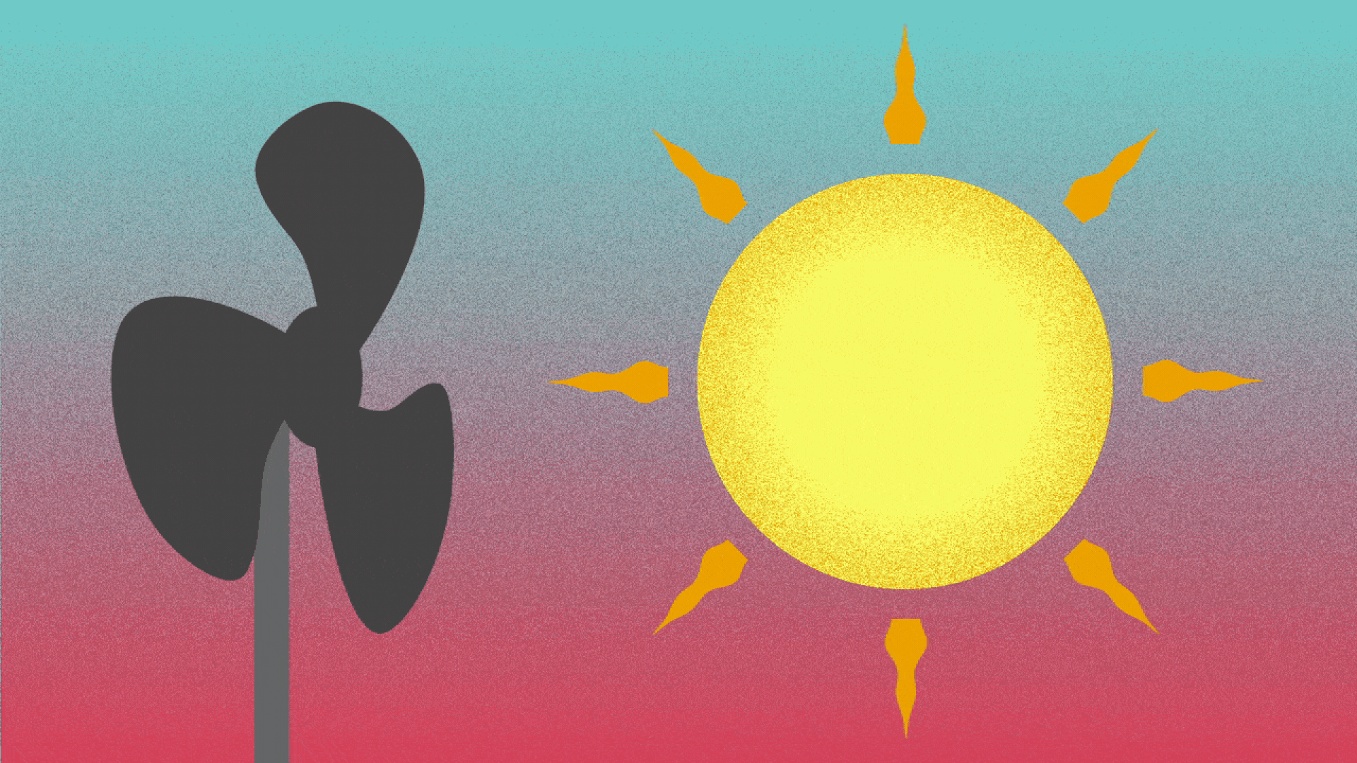 Illustration of a fan blowing on the sun.