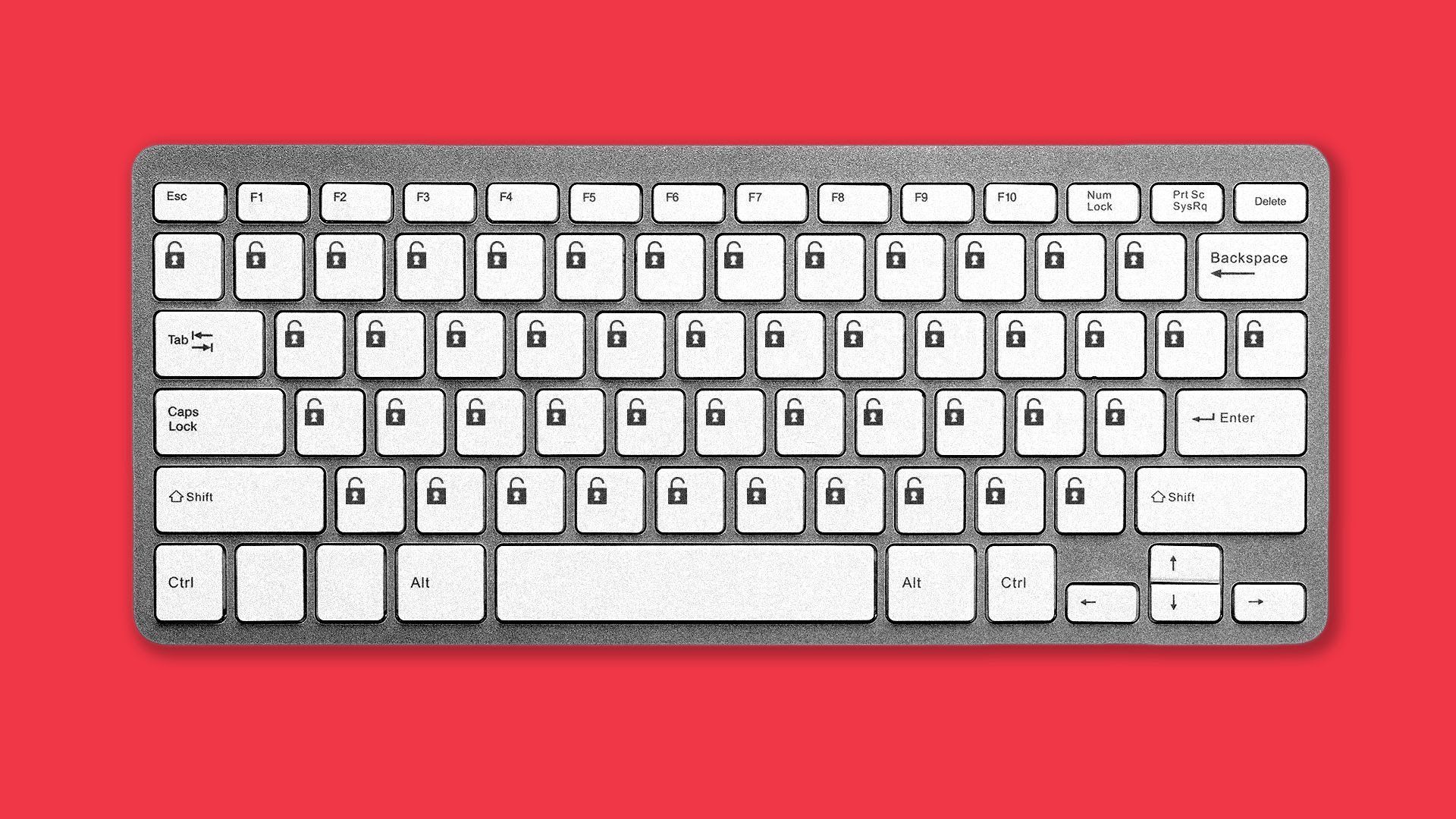 Illustration of a keyboard with lock symbols on the keys