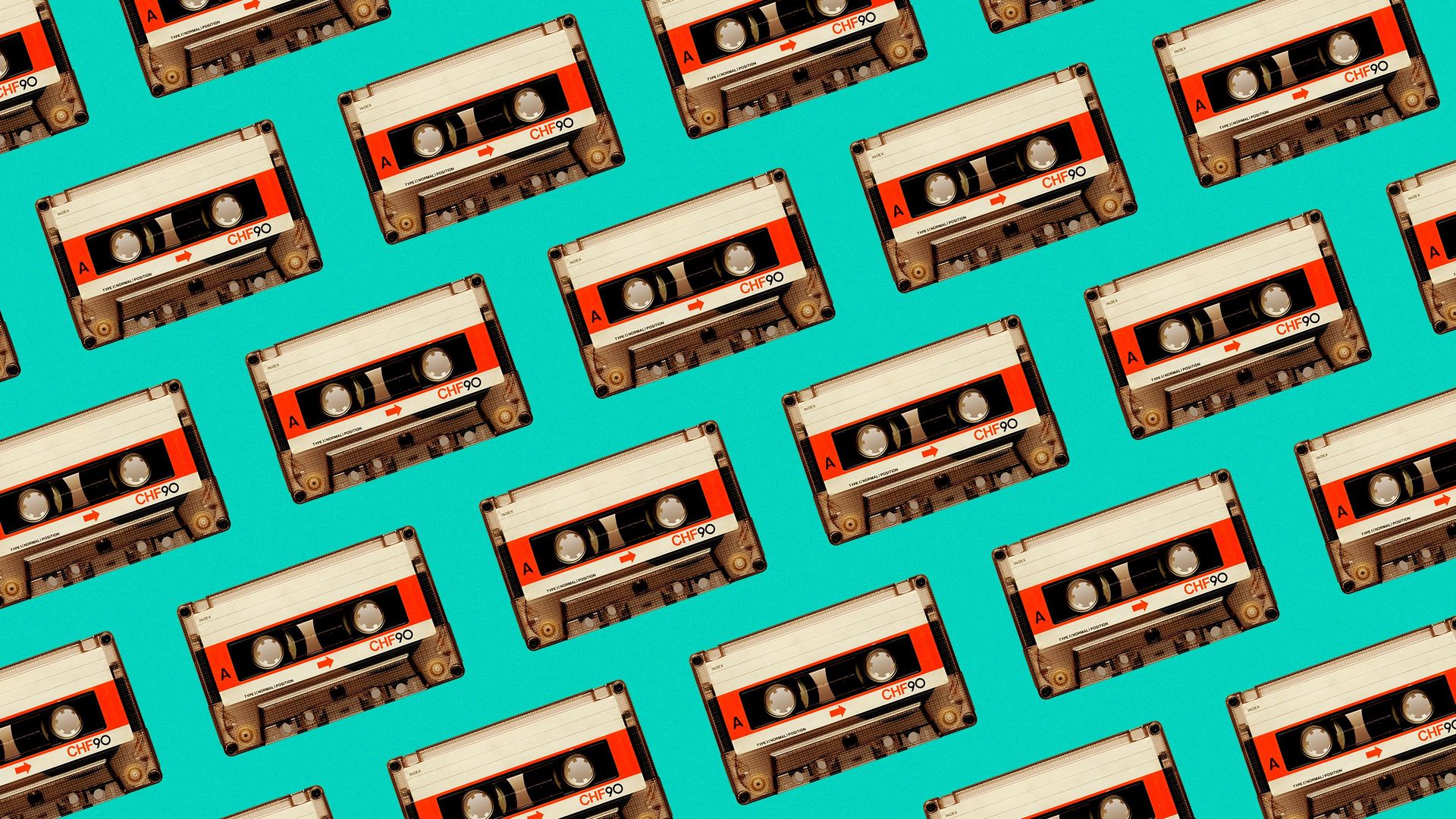 Illustration of a pattern of cassette tapes.