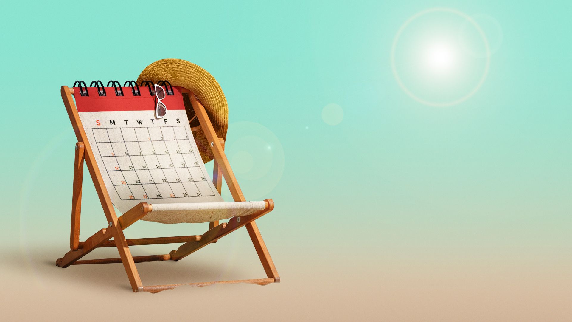Illustration of a beach chair made out of a calendar.