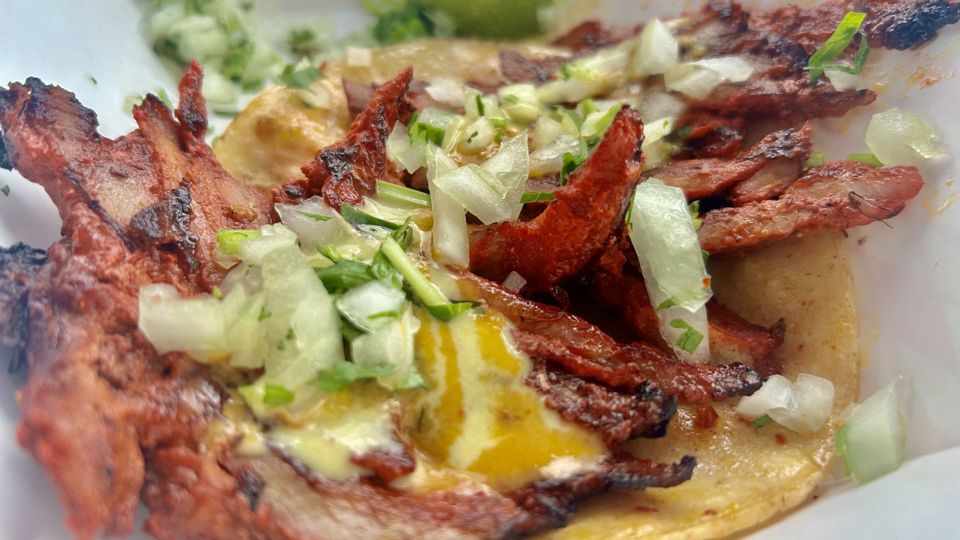 A closeup photo of a taco 