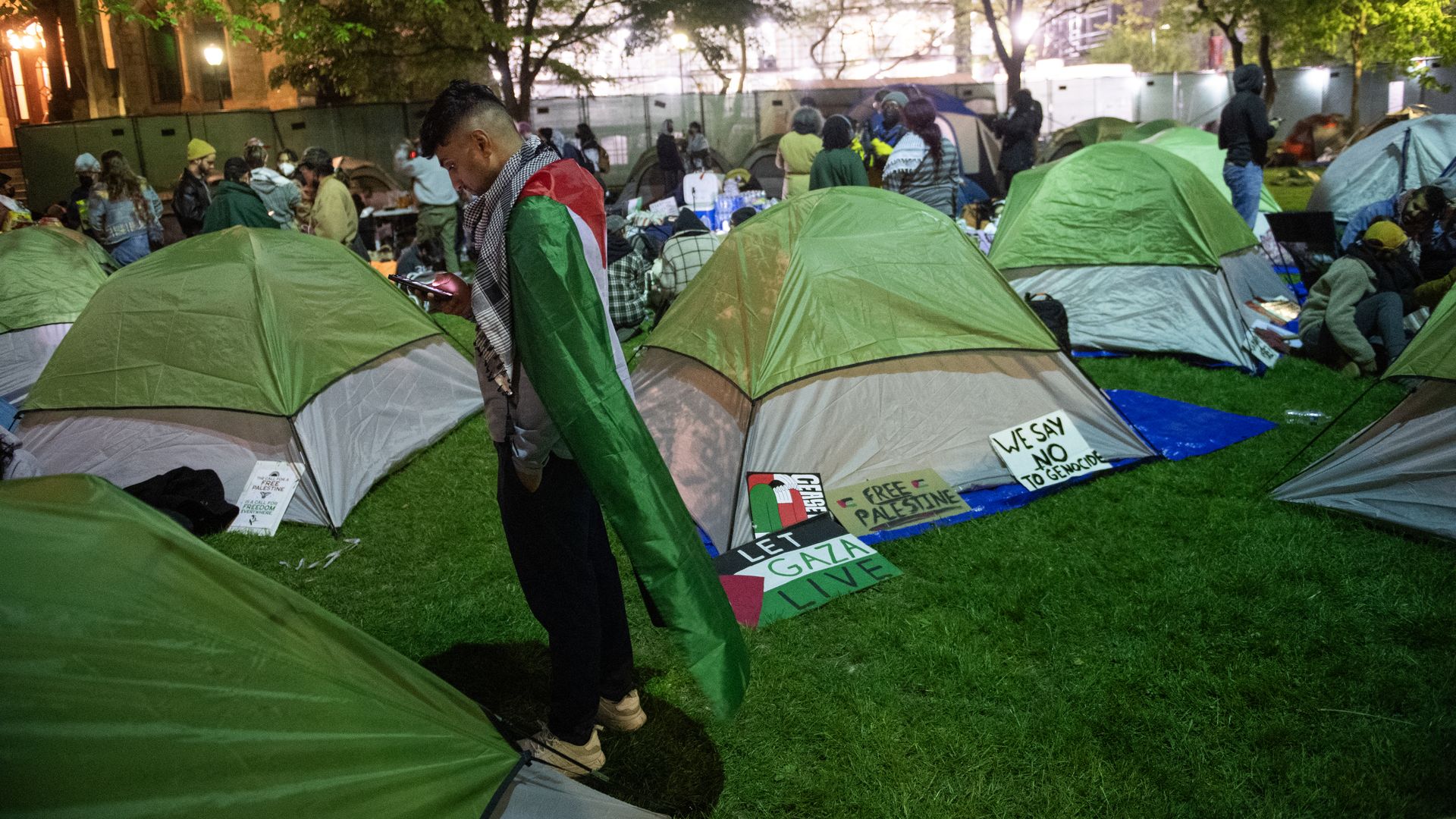Pro-Palestinian students and faculty of Drexel University, Temple University and the University of Pennsylvania demonstrate last spring at an encampment.