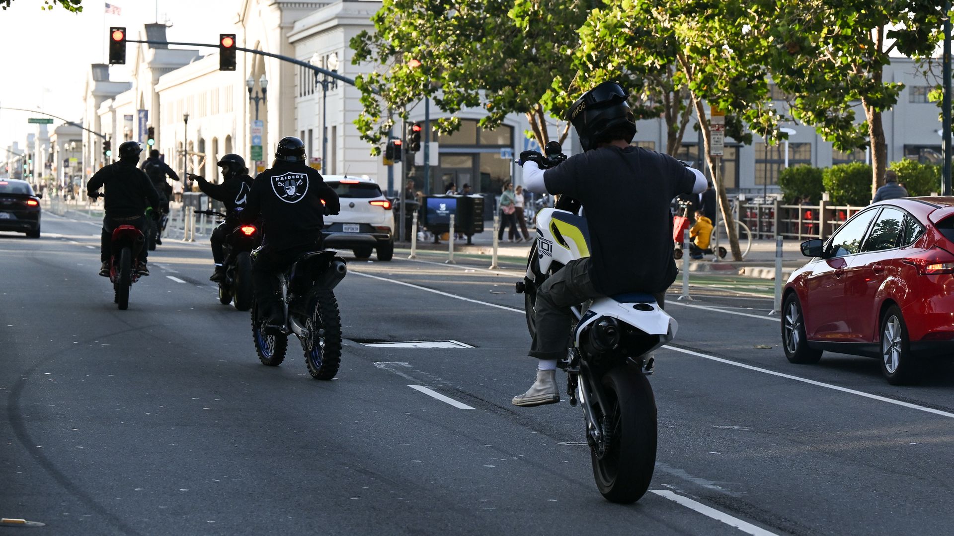 Illegal dirtbikes seen on a San Francisco street.