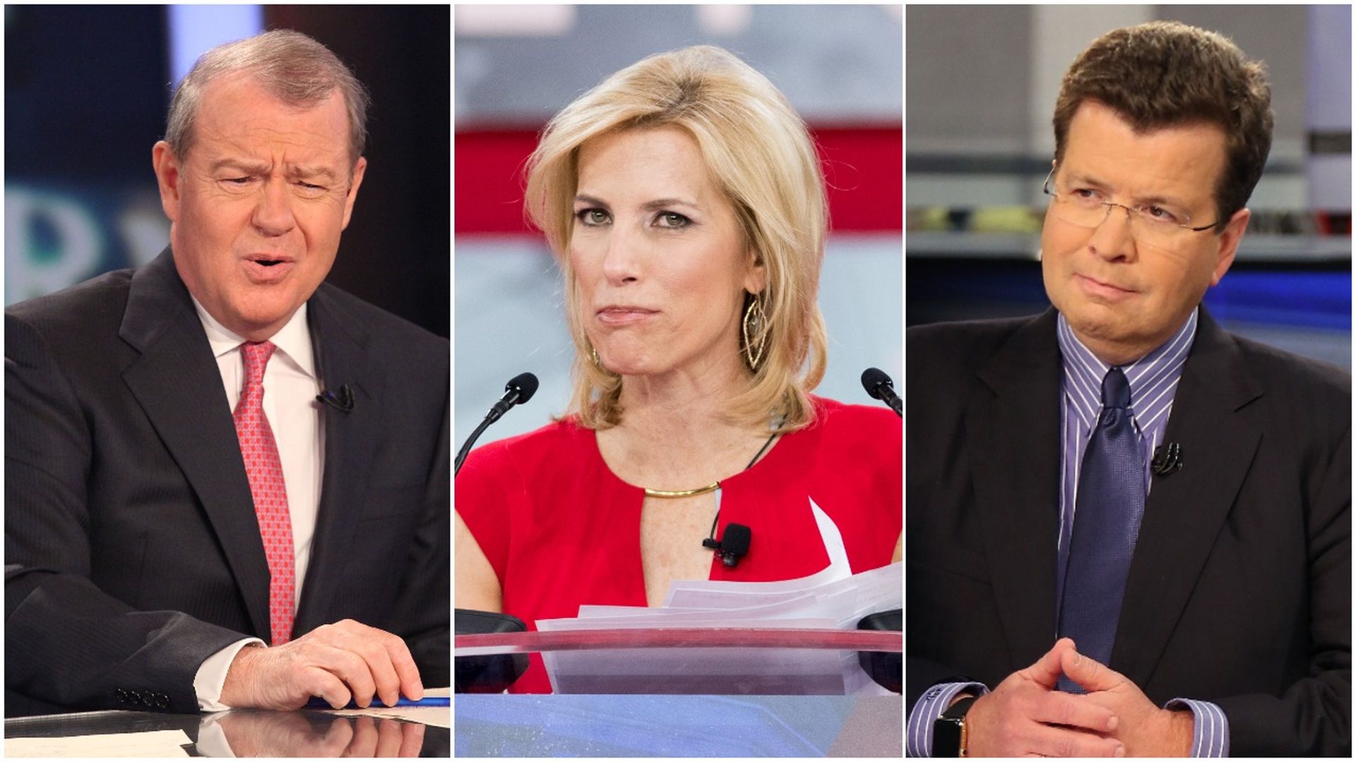 Stuart Varney, Laura Ingraham and Neil Cavuto all wear quizzical faces