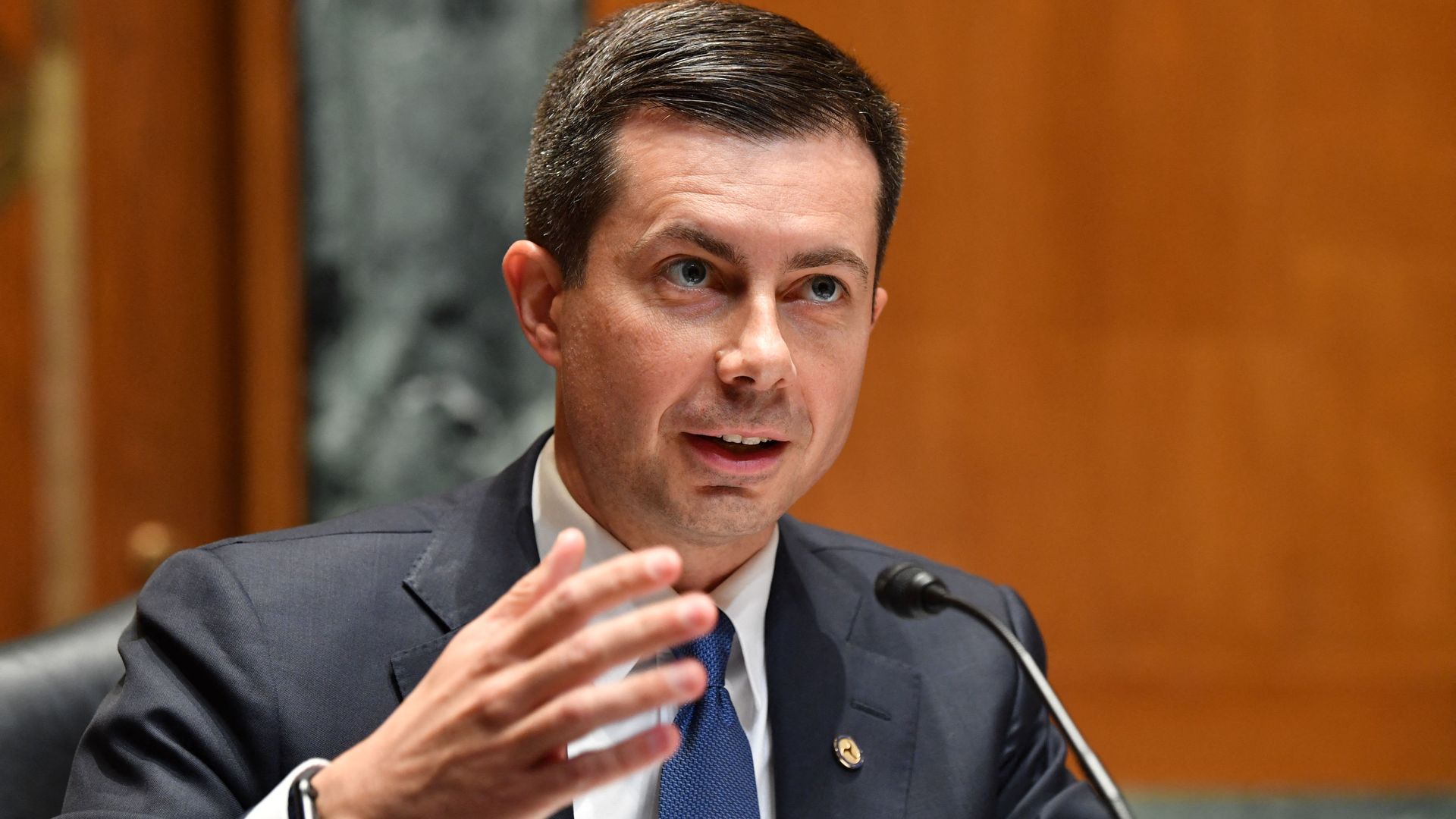 US Transportation Secretary Pete Buttigieg testifies at a Senate hearing in Washington DC, on April 28, 2022.