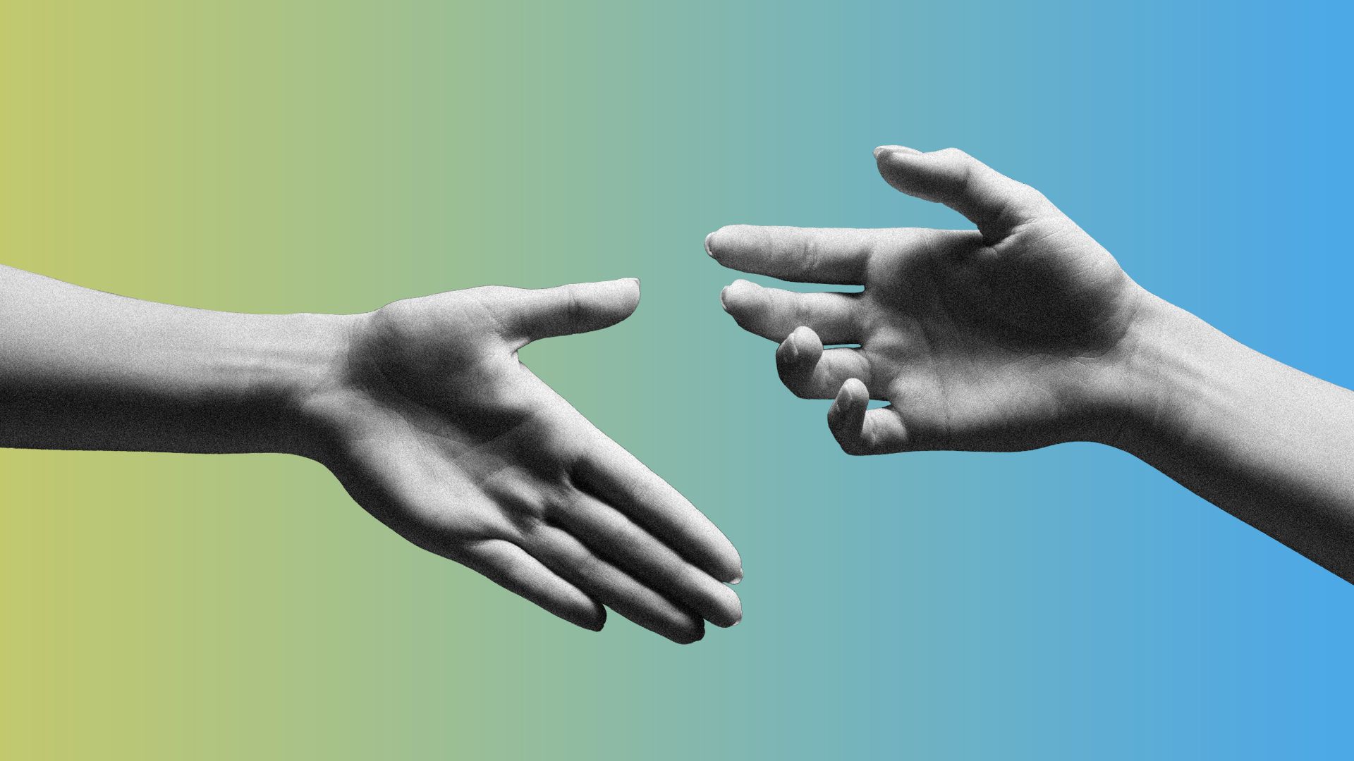 Illustration of two hands reaching out but not completing a handshake