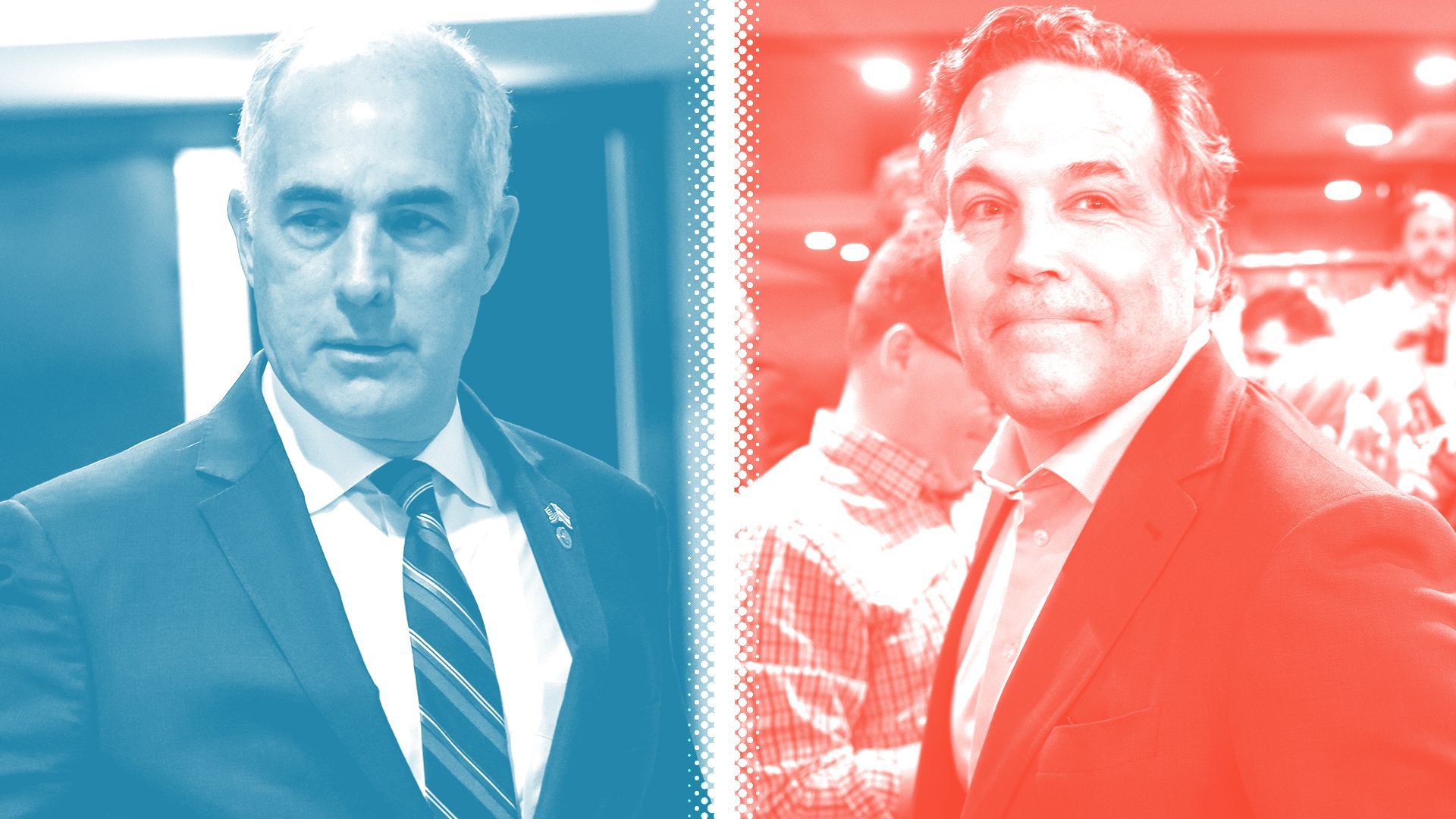 Photo illustration of Bob Casey and Dave McCormick.