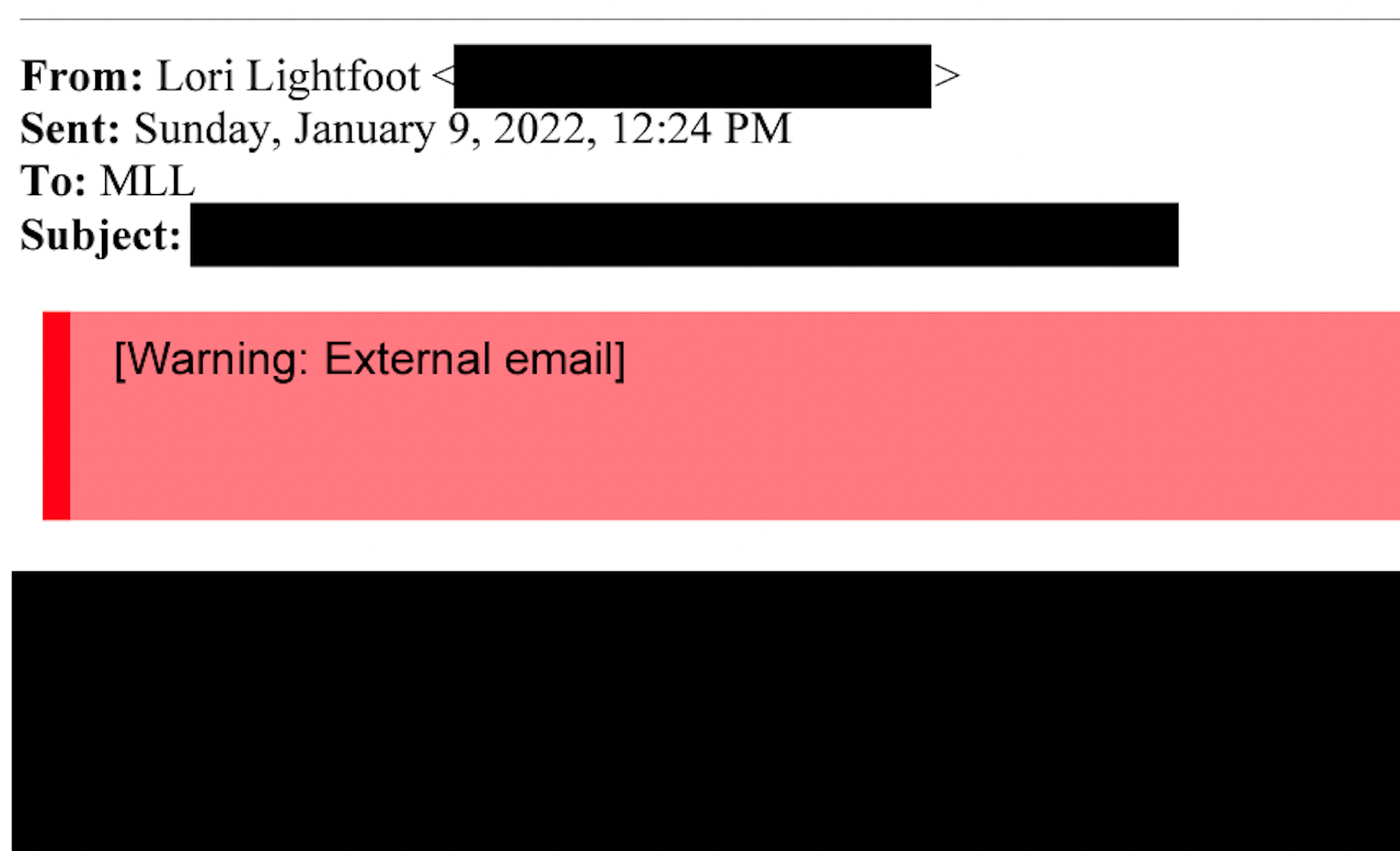 Screenshot of a redacted email.