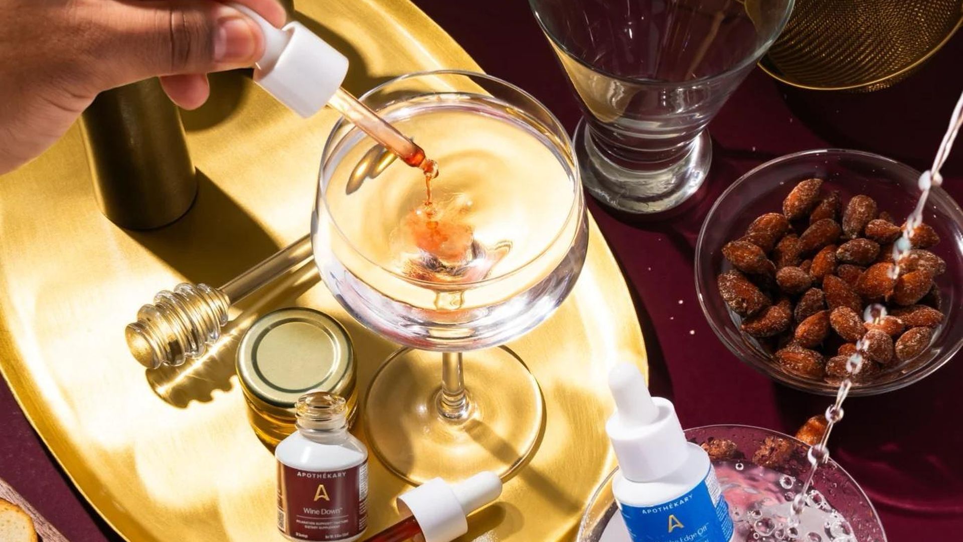 An alcohol-free alternative tincture is mixed  to make a mocktail. 