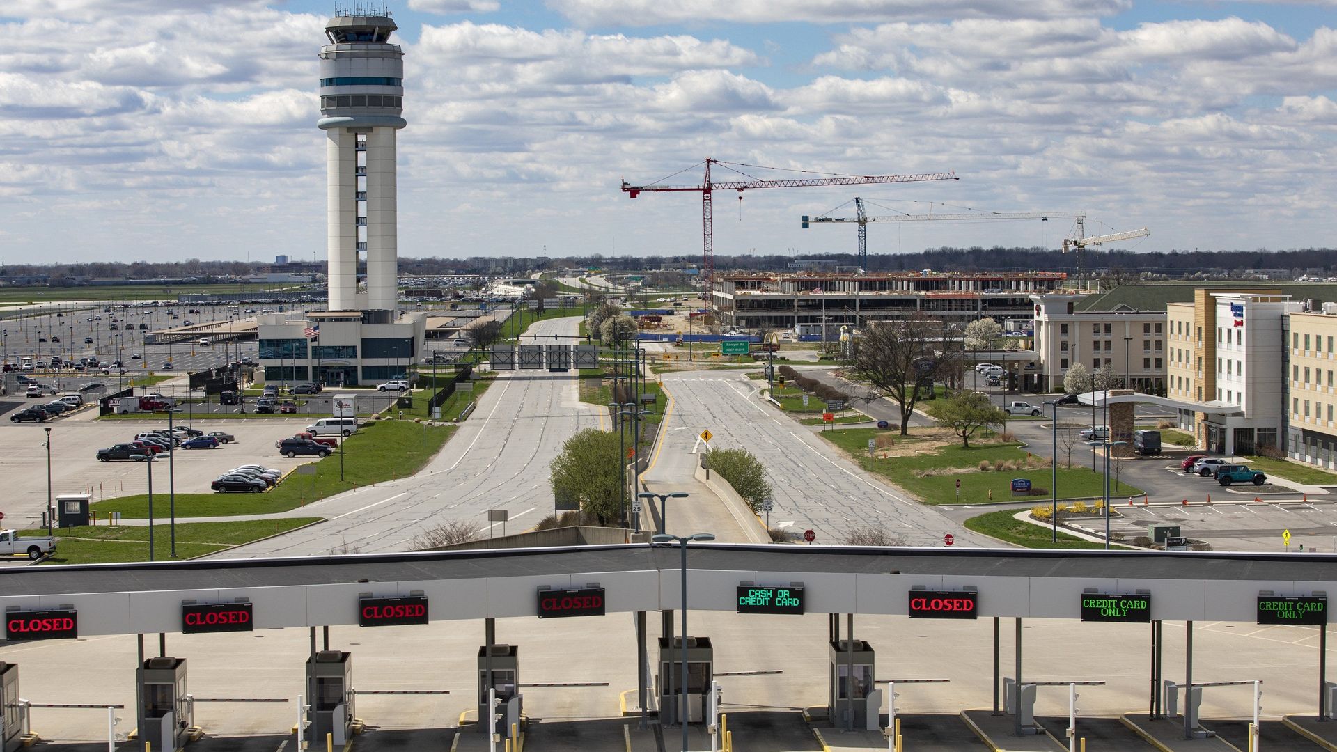An overhead view of John Glenn Columbus International Airport.