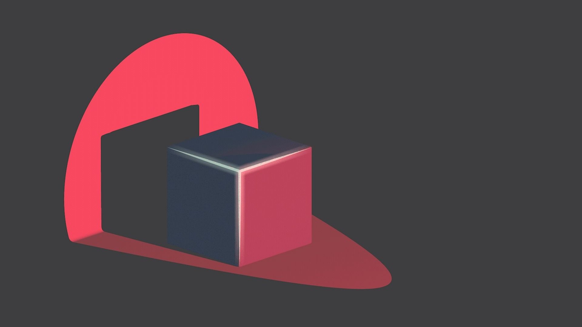 Illustration of a crypto block sitting in the dark, with a red light rotating over it.