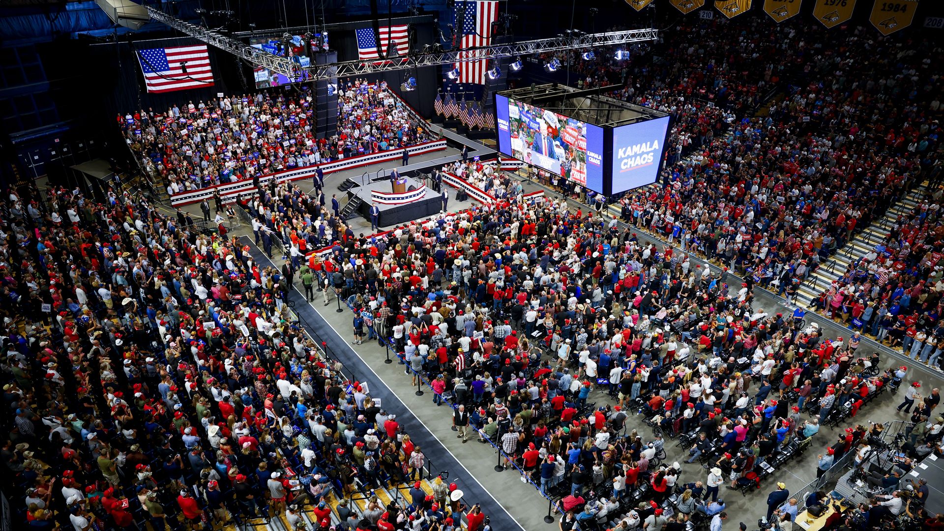 Former President Trump speaks at Montana State University in Bozeman. 