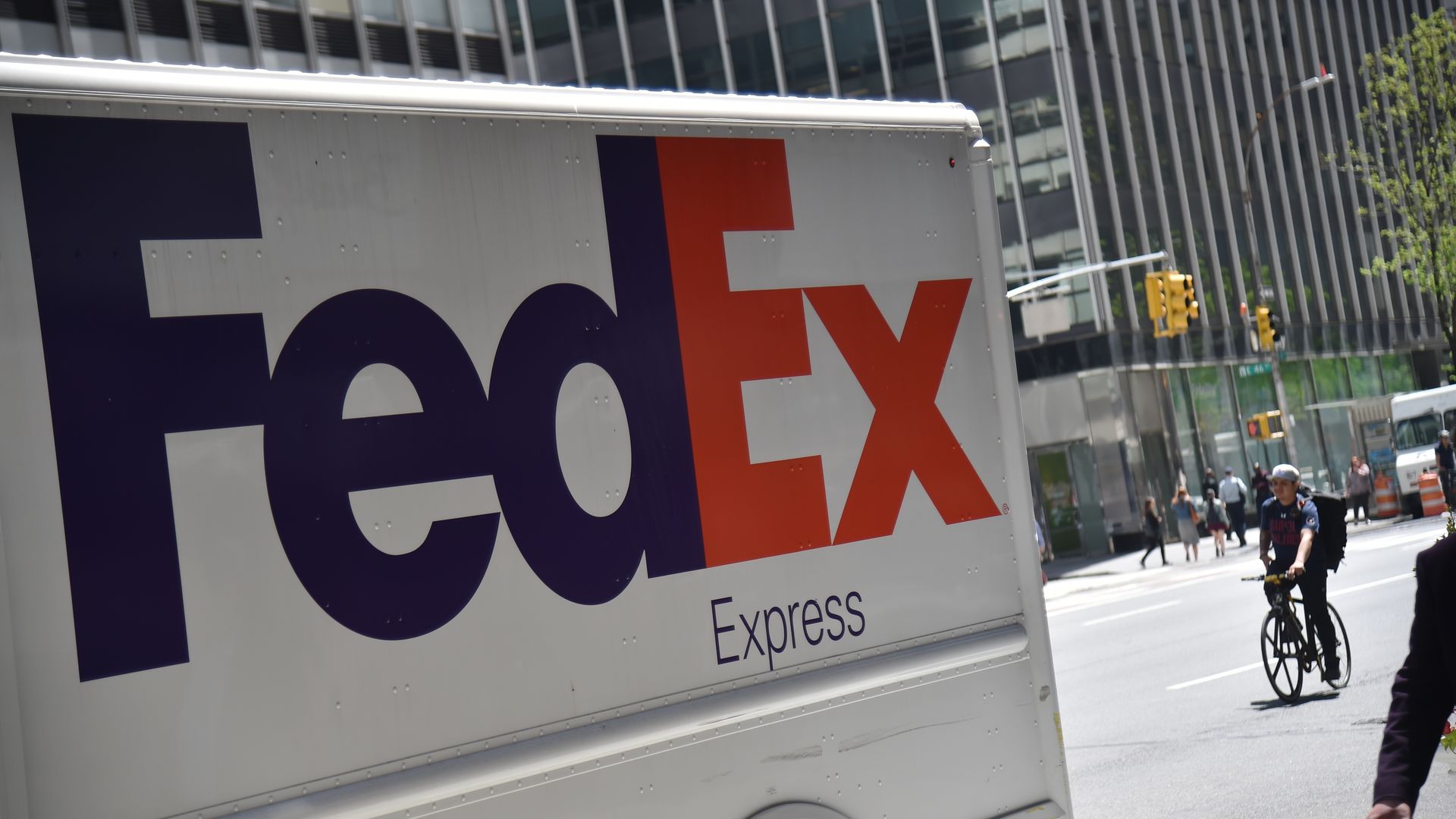 FEdEx truck on the street