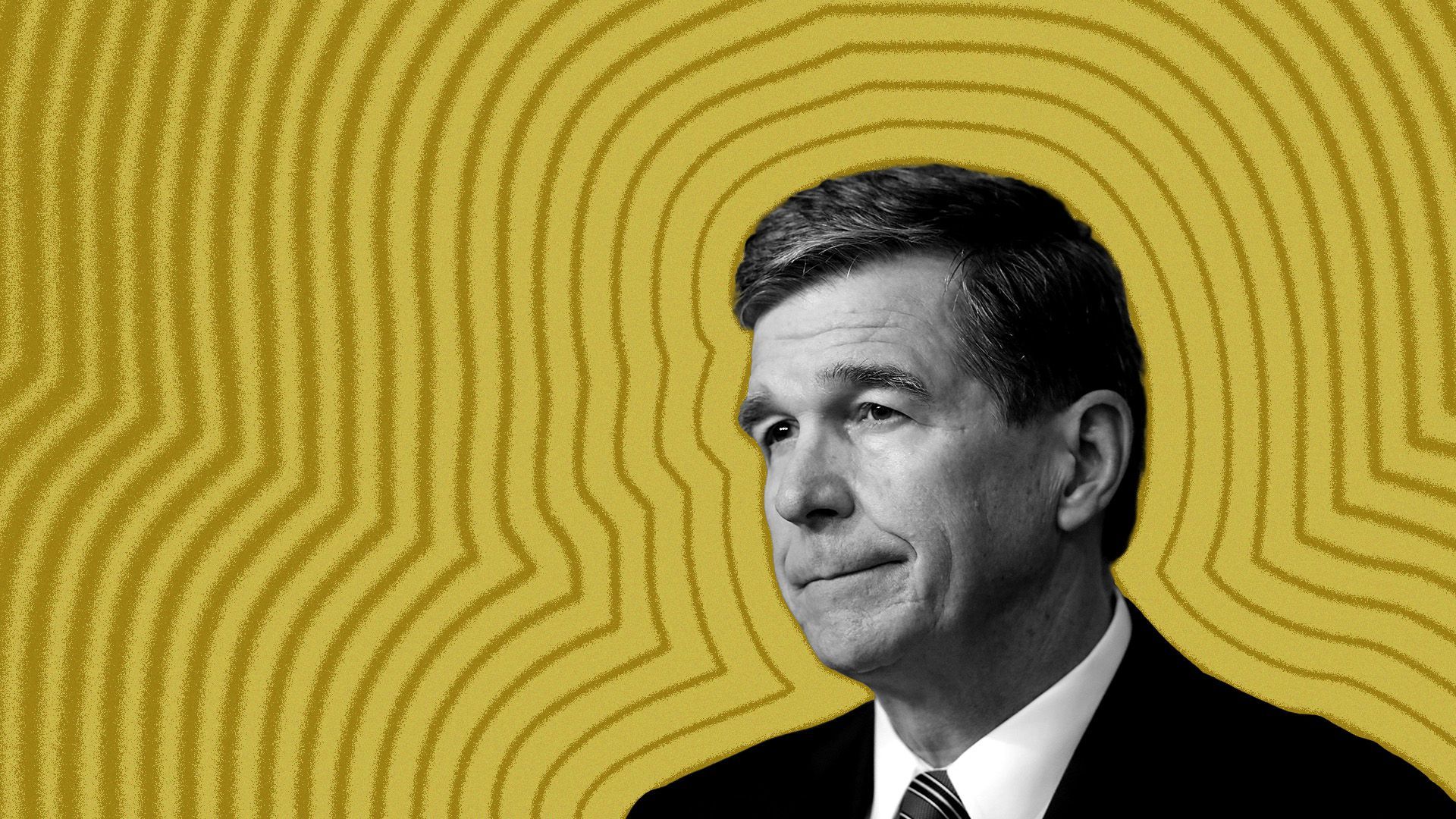 Photo illustration of North Carolina Governor Roy Cooper with lines radiating from him.