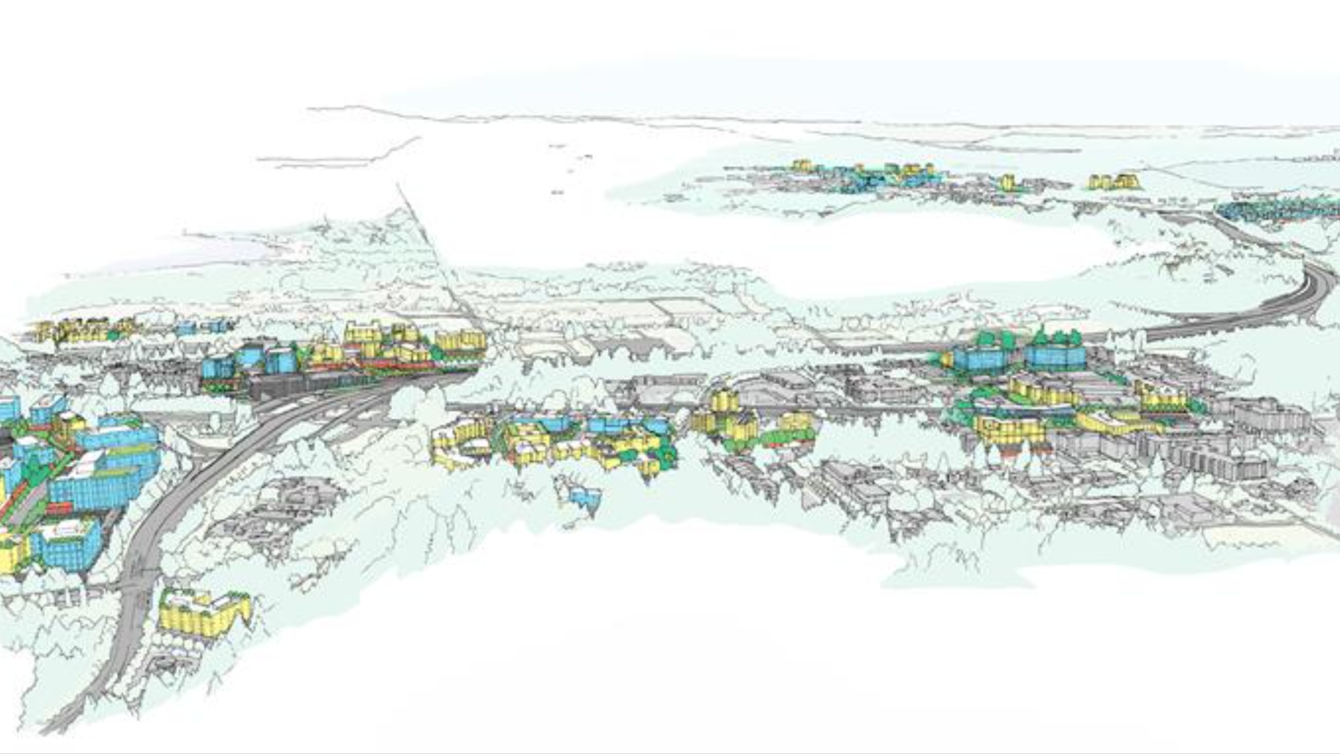 A birdseye view of how Redmond will grow over the next decades as envisioned in the 2050 comprehensive plan.