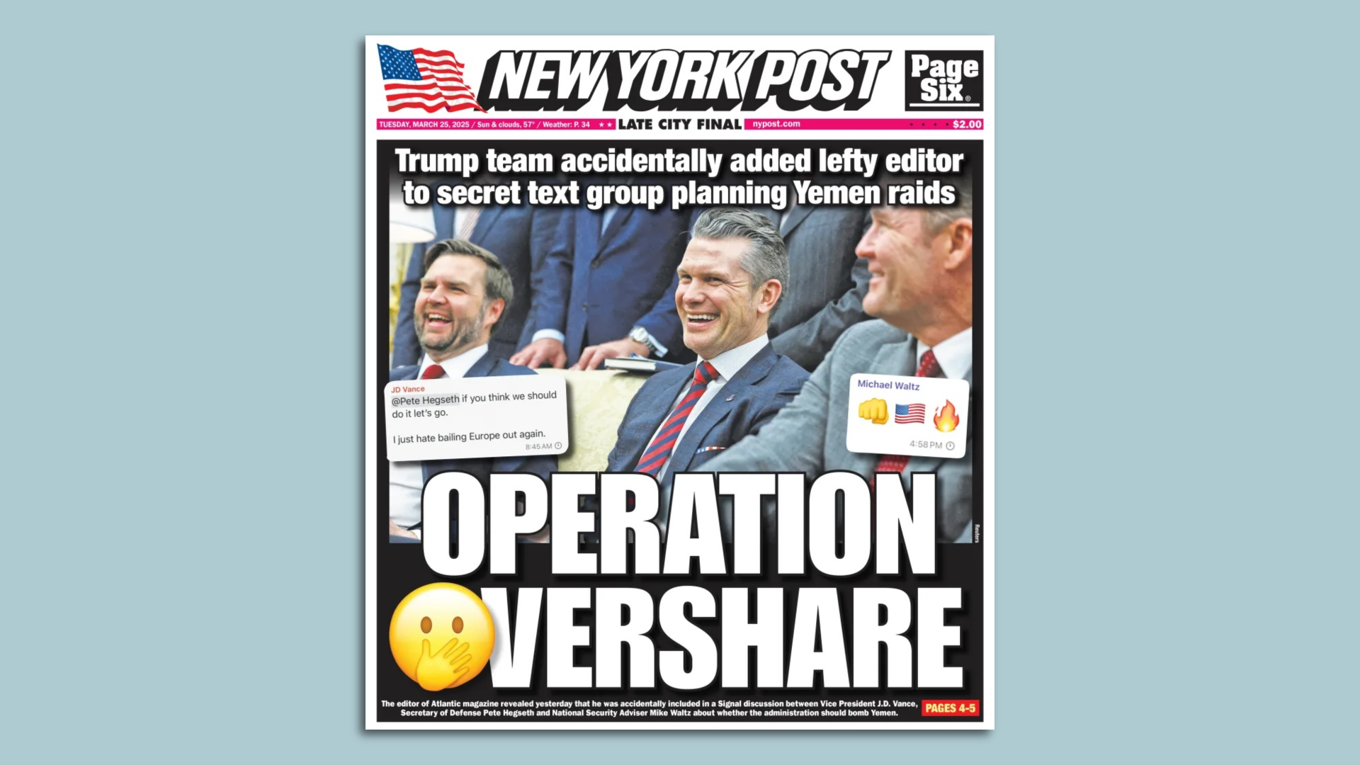 Today's New York Post cover